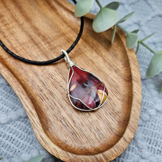 Jaspis Anhänger | Schmuckdraht | Edelstein Halskette