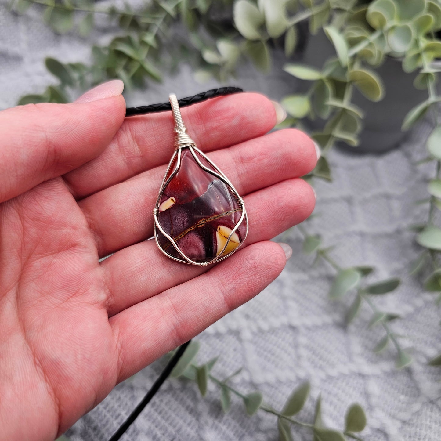 Jaspis Anhänger | Schmuckdraht | Edelstein Halskette