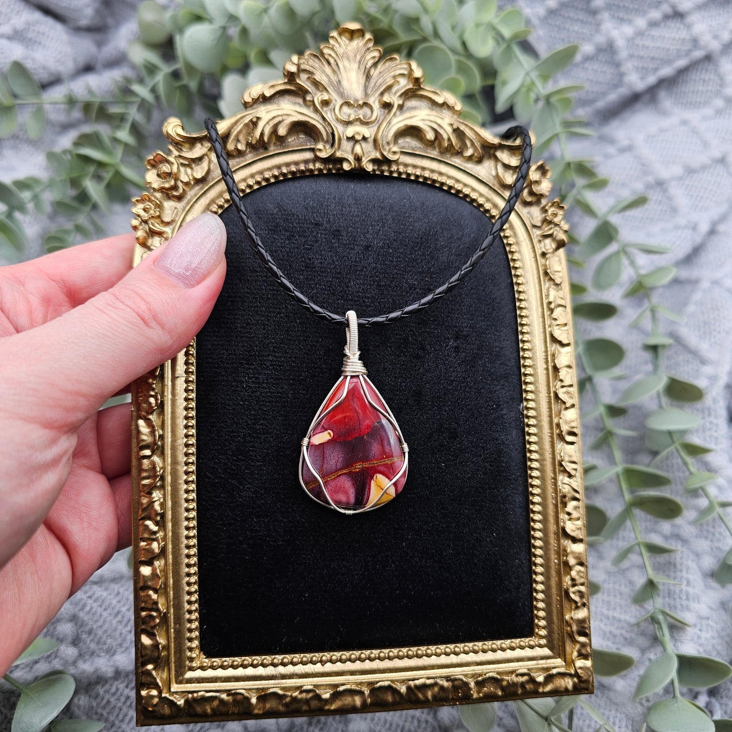 Jaspis Anhänger | Schmuckdraht | Edelstein Halskette