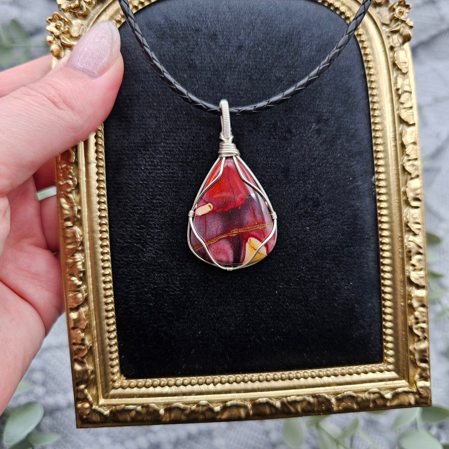 Jaspis Anhänger | Schmuckdraht | Edelstein Halskette