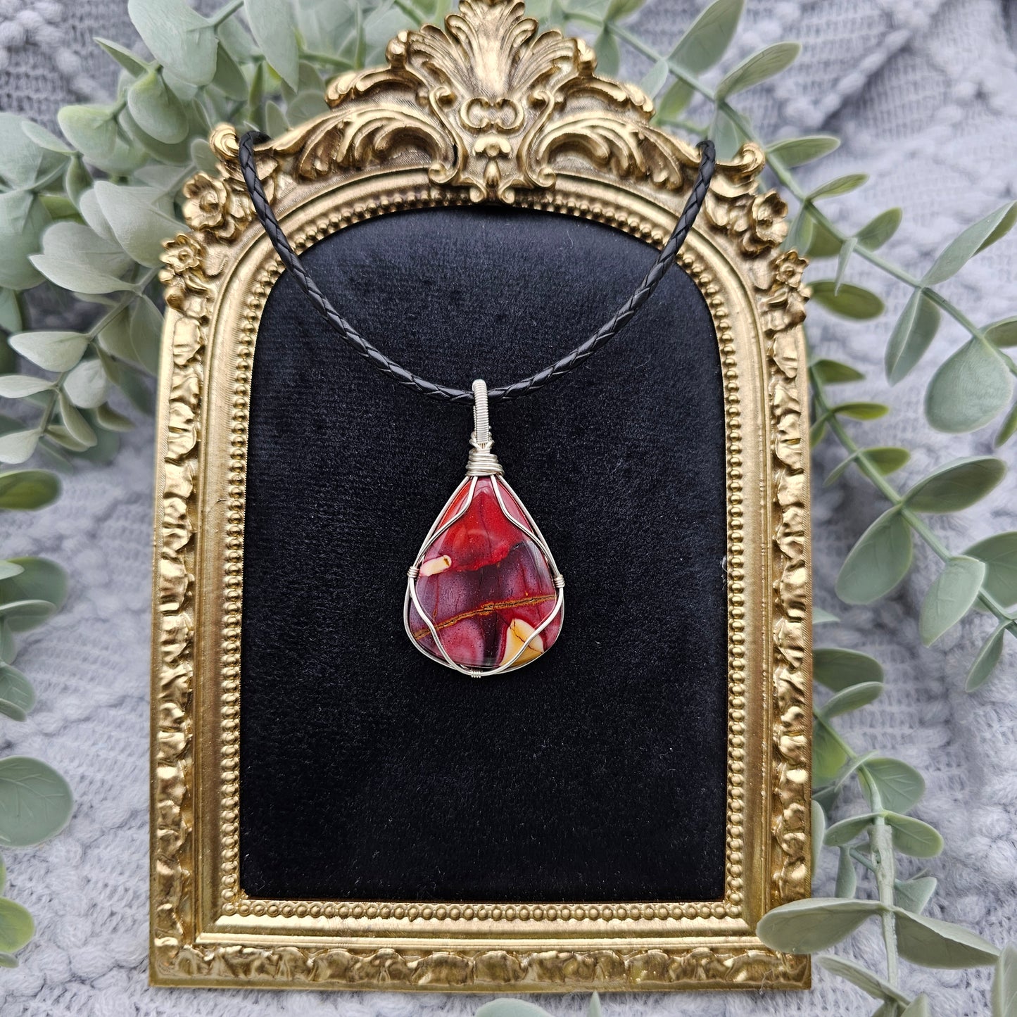 Jaspis Anhänger | Schmuckdraht | Edelstein Halskette