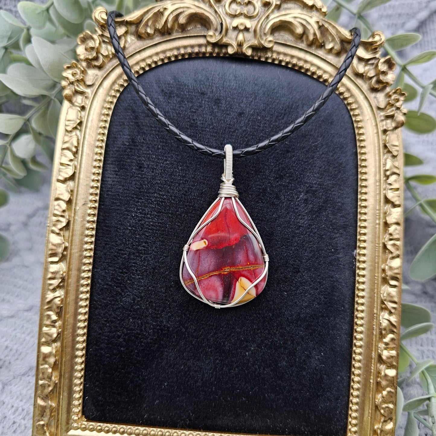 Jaspis Anhänger | Schmuckdraht | Edelstein Halskette