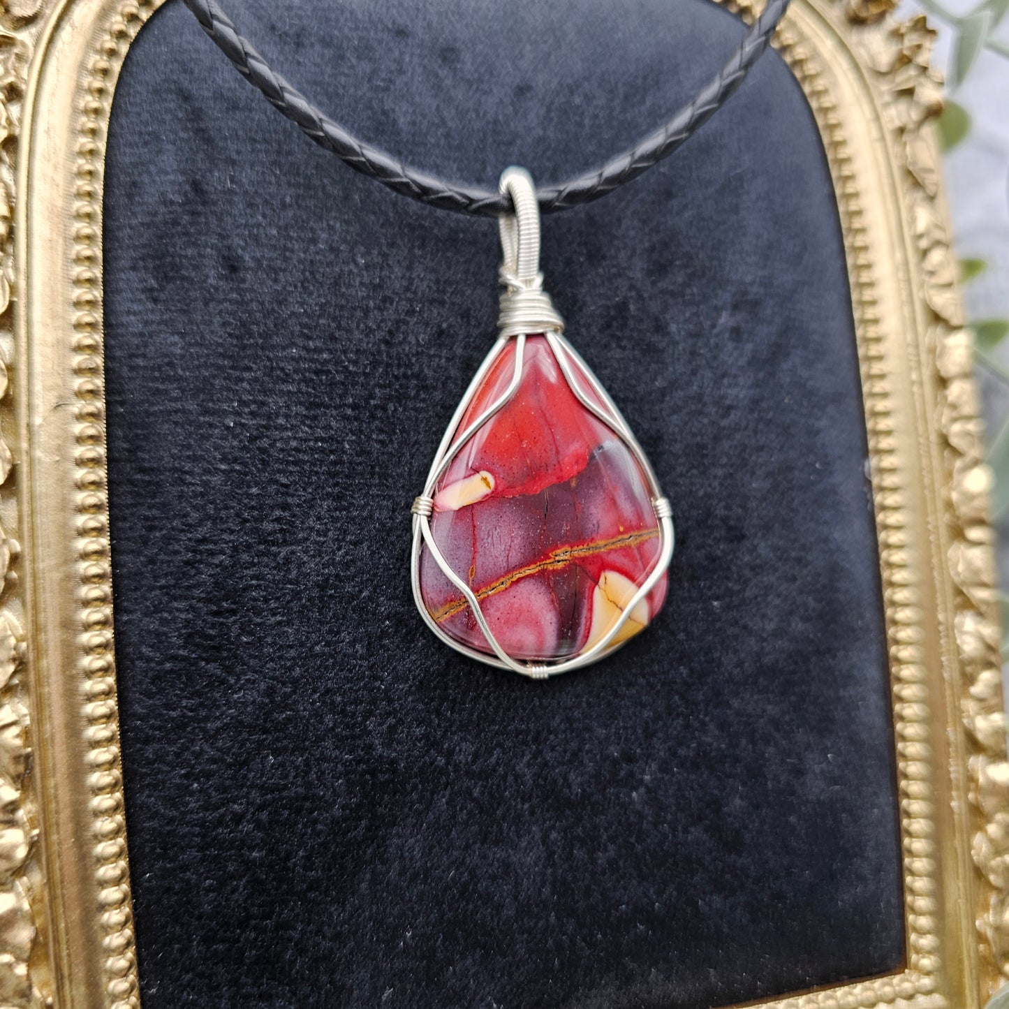 Jaspis Anhänger | Schmuckdraht | Edelstein Halskette