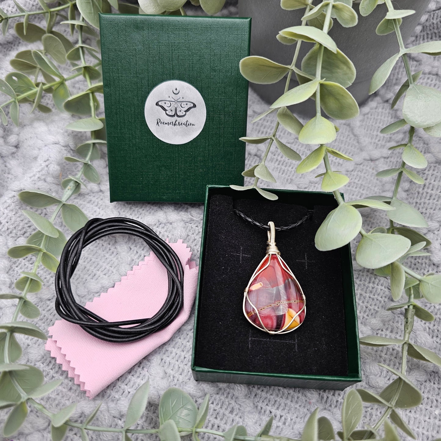 Jaspis Anhänger | Schmuckdraht | Edelstein Halskette