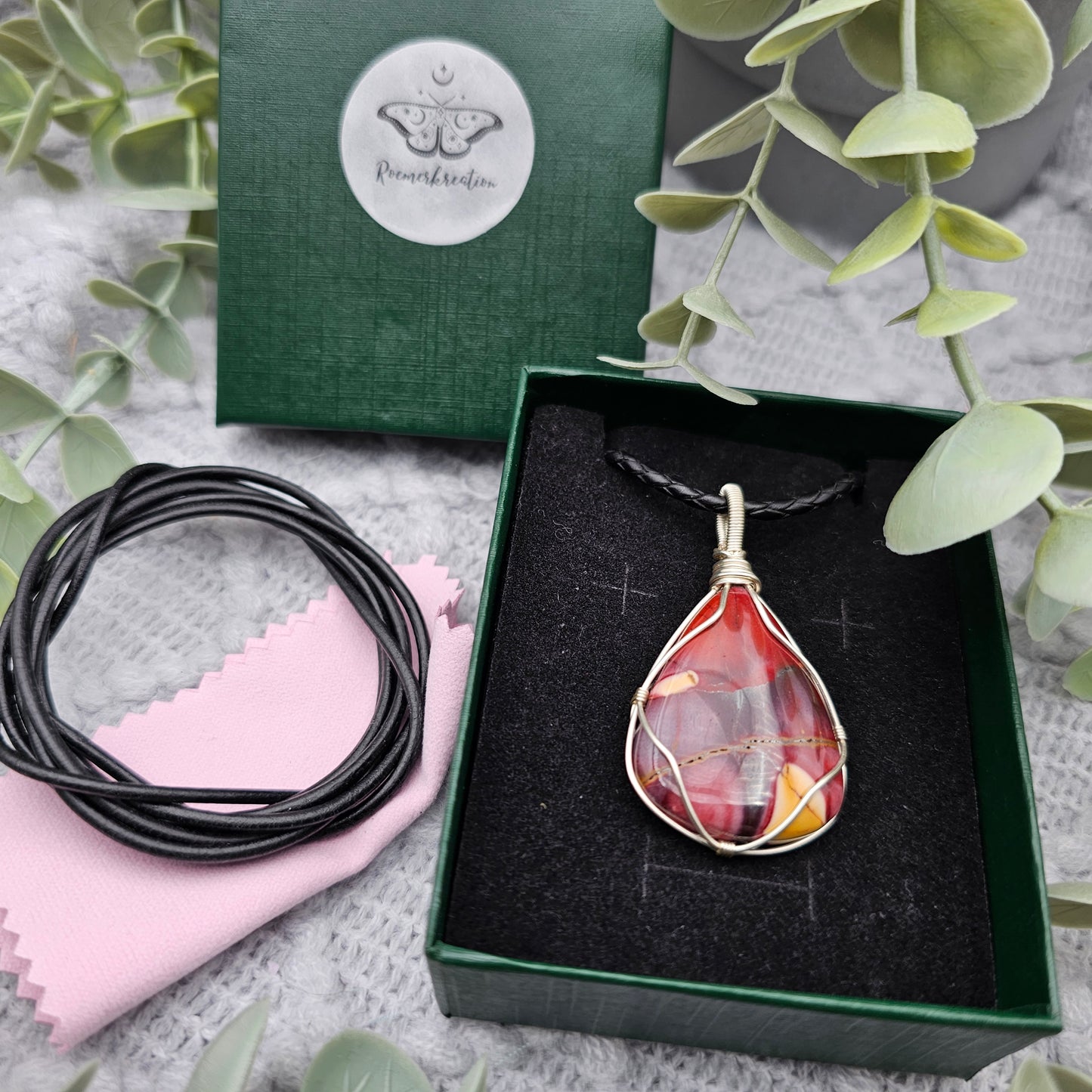 Jaspis Anhänger | Schmuckdraht | Edelstein Halskette