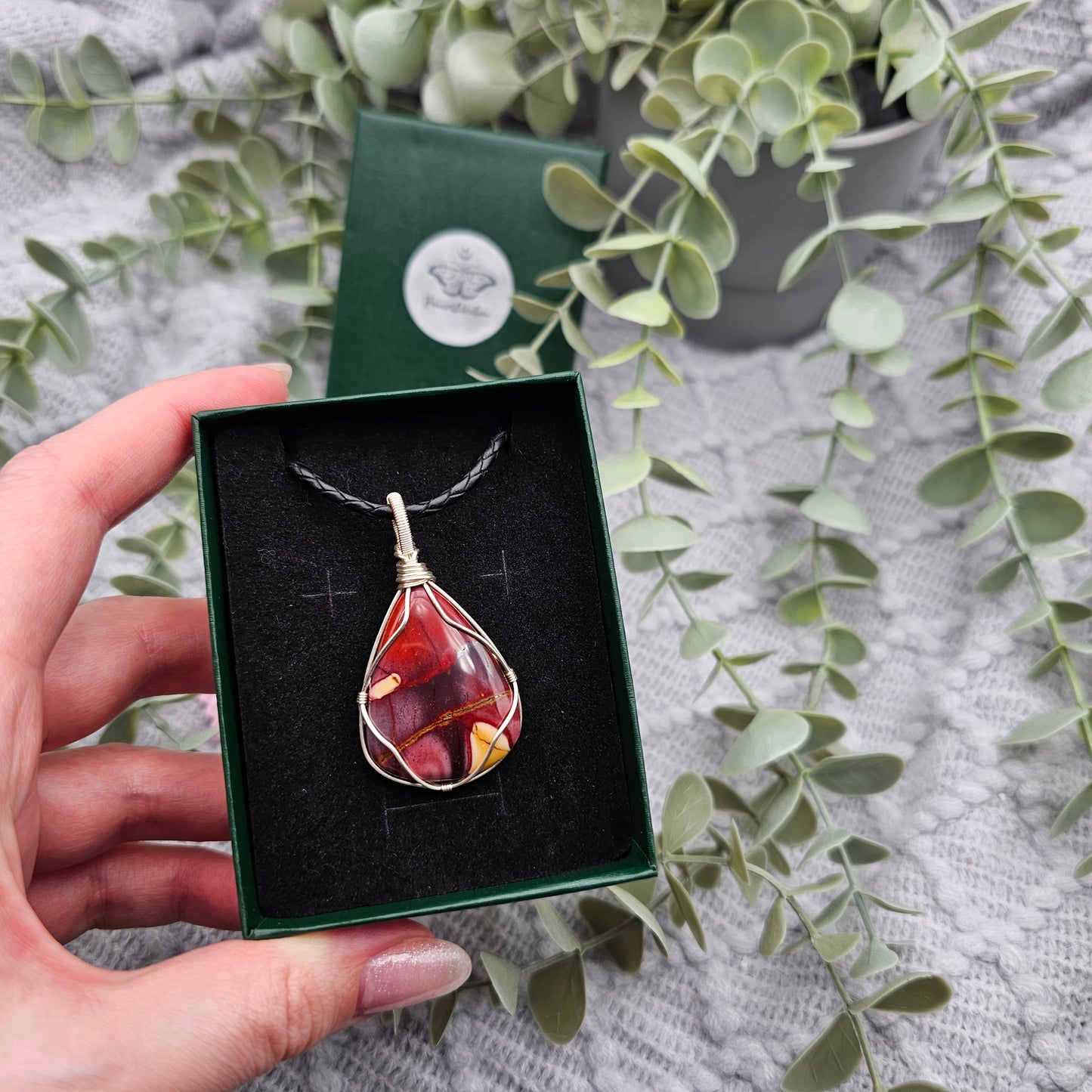 Jaspis Anhänger | Schmuckdraht | Edelstein Halskette