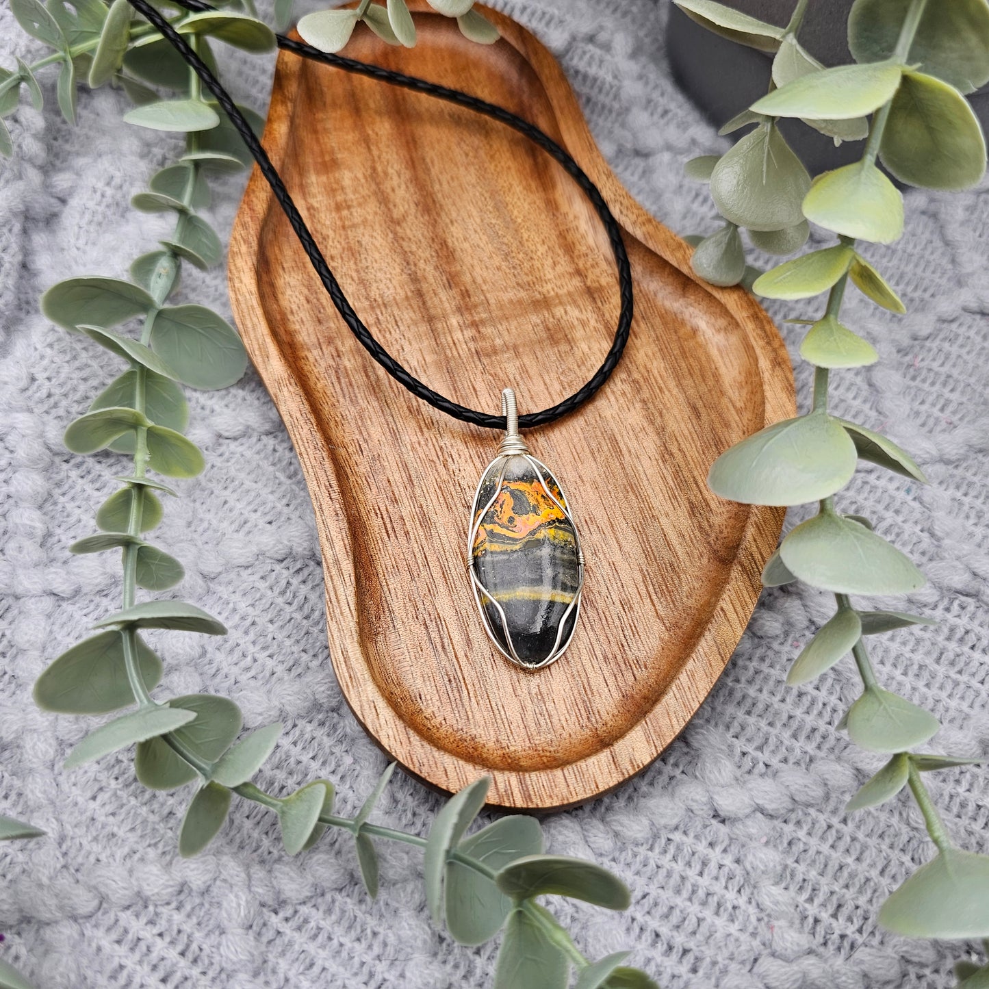 Jaspis Anhänger | Schmuckdraht | Edelstein Halskette