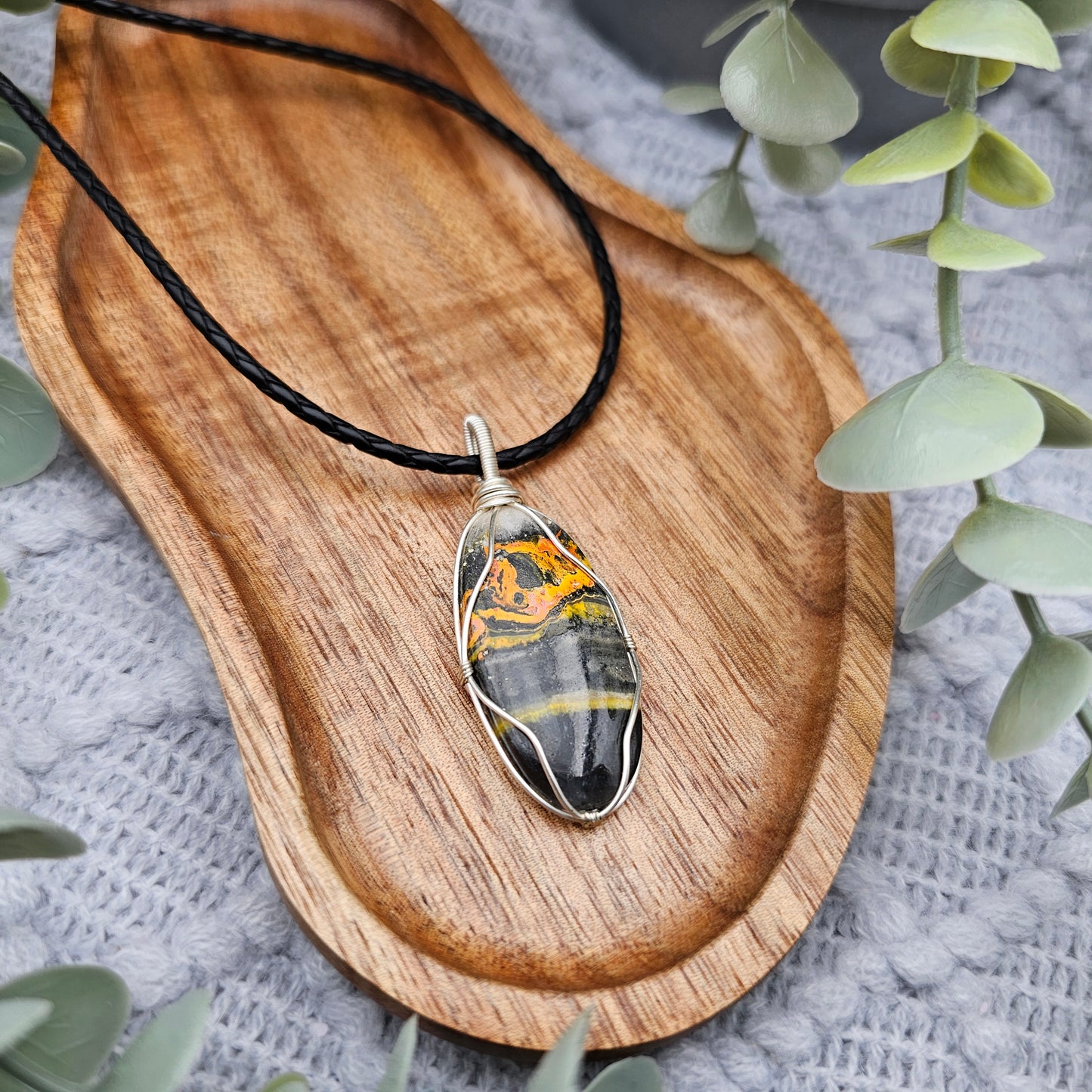 Jaspis Anhänger | Schmuckdraht | Edelstein Halskette