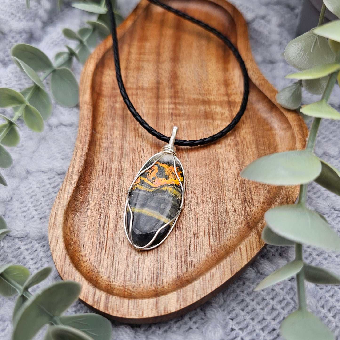 Jaspis Anhänger | Schmuckdraht | Edelstein Halskette