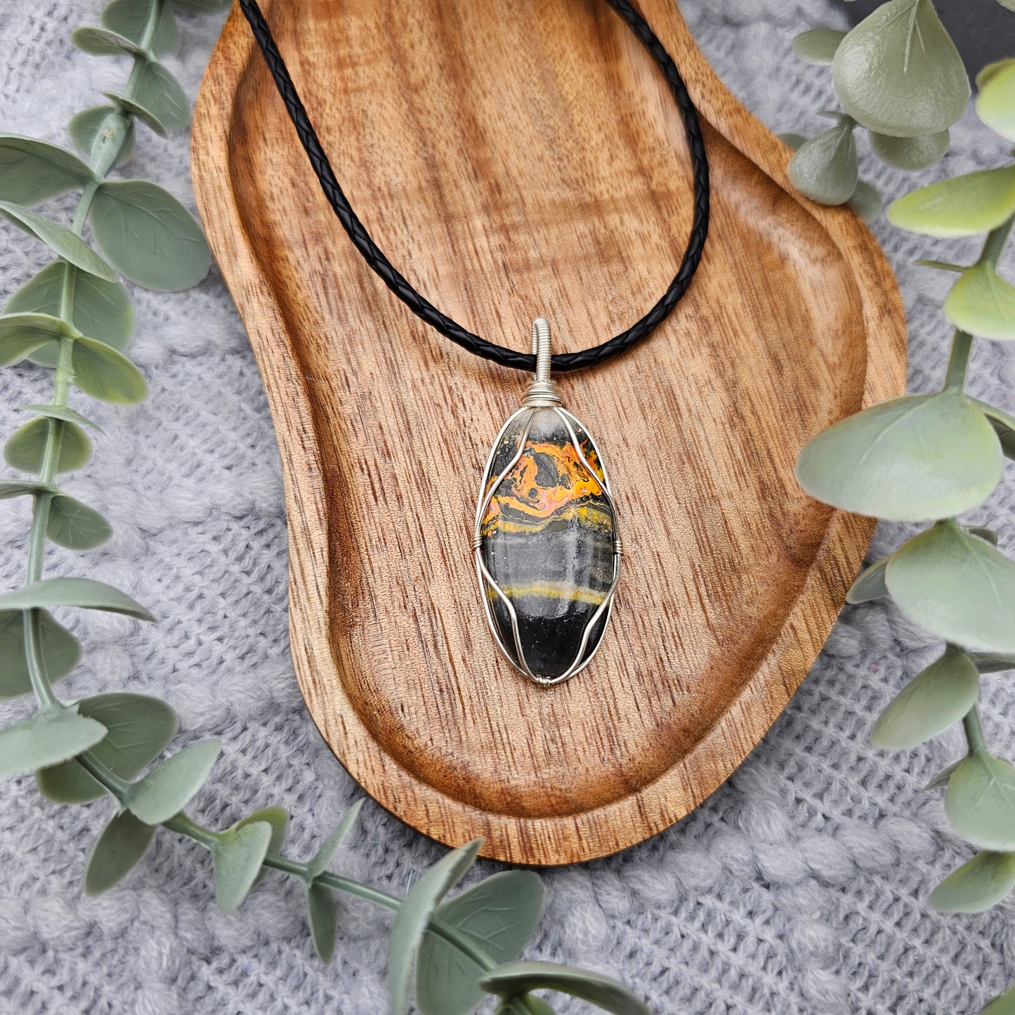 Jaspis Anhänger | Schmuckdraht | Edelstein Halskette