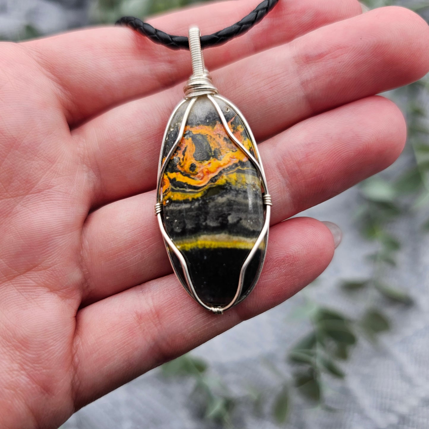 Jaspis Anhänger | Schmuckdraht | Edelstein Halskette