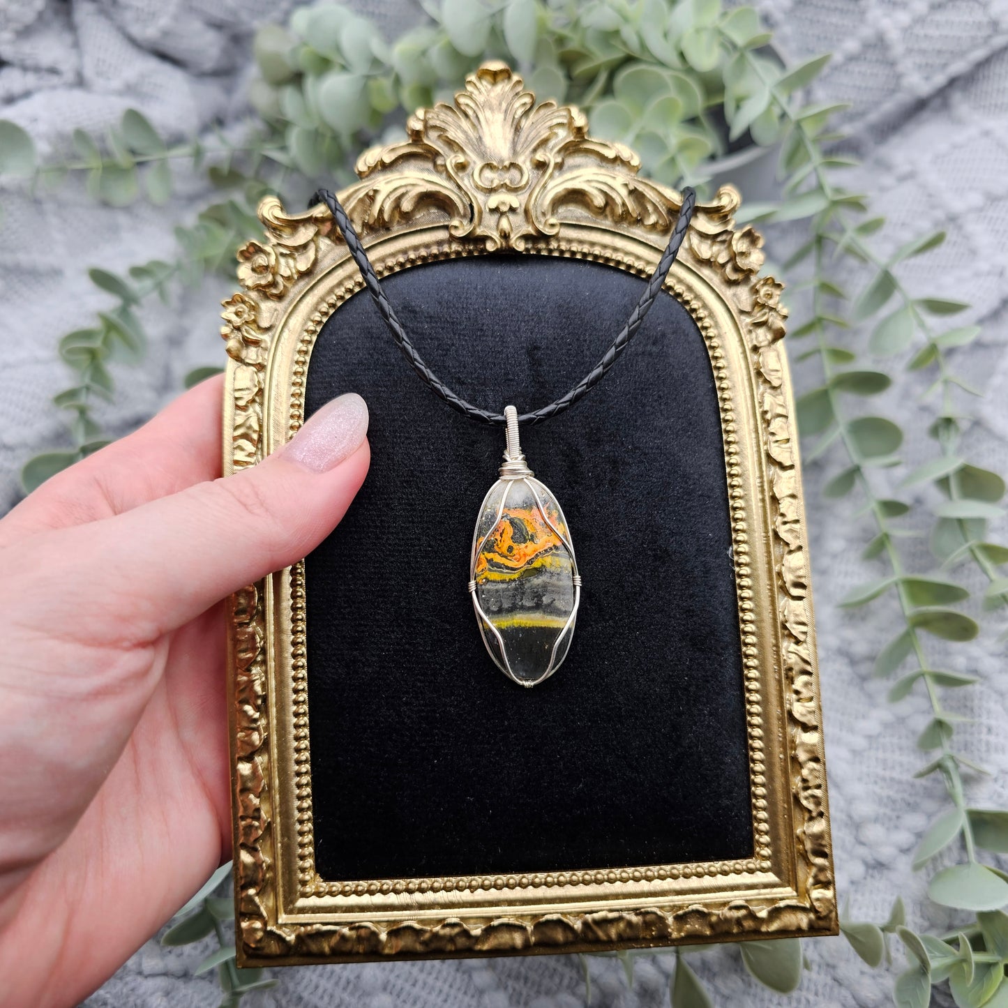 Jaspis Anhänger | Schmuckdraht | Edelstein Halskette