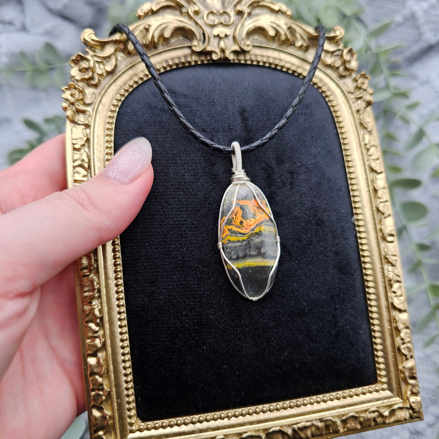 Jaspis Anhänger | Schmuckdraht | Edelstein Halskette