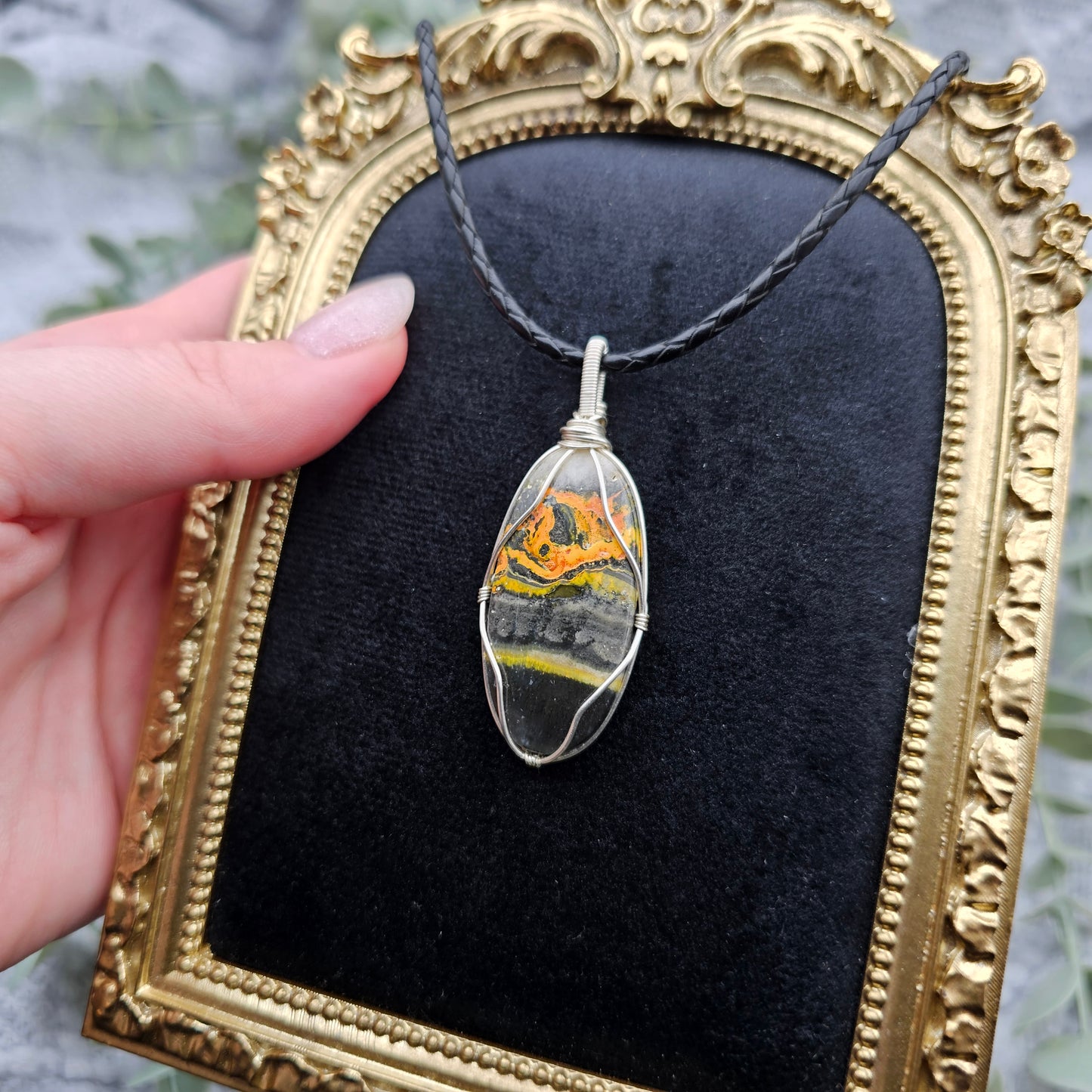 Jaspis Anhänger | Schmuckdraht | Edelstein Halskette