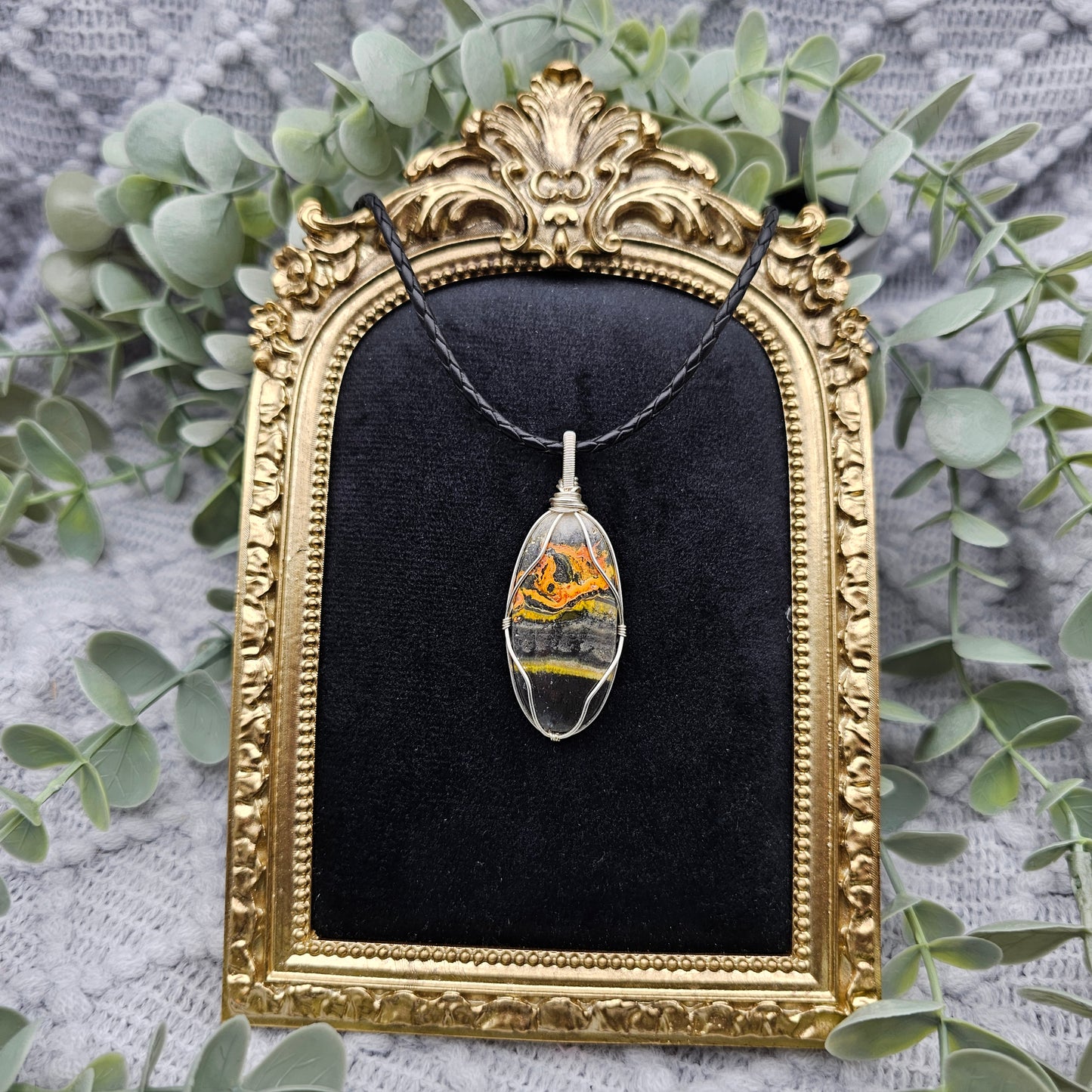 Jaspis Anhänger | Schmuckdraht | Edelstein Halskette