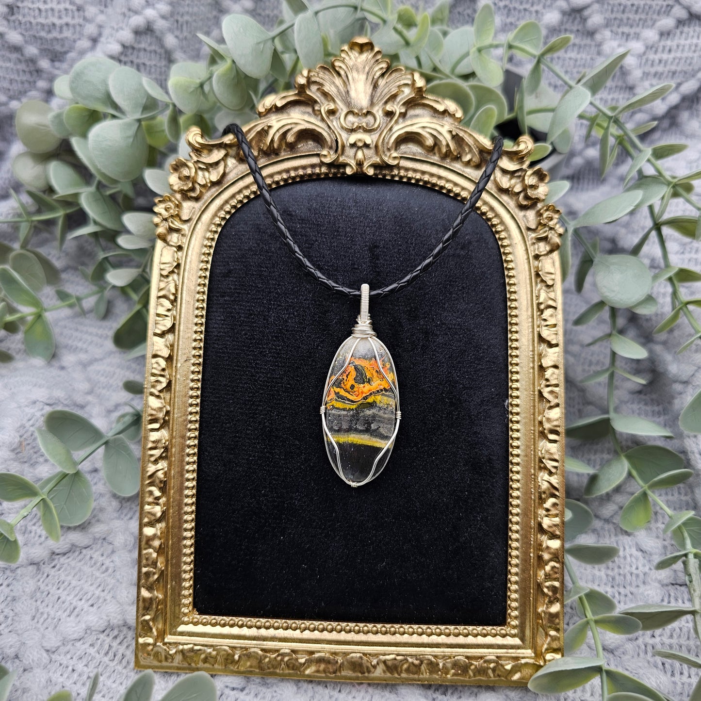 Jaspis Anhänger | Schmuckdraht | Edelstein Halskette