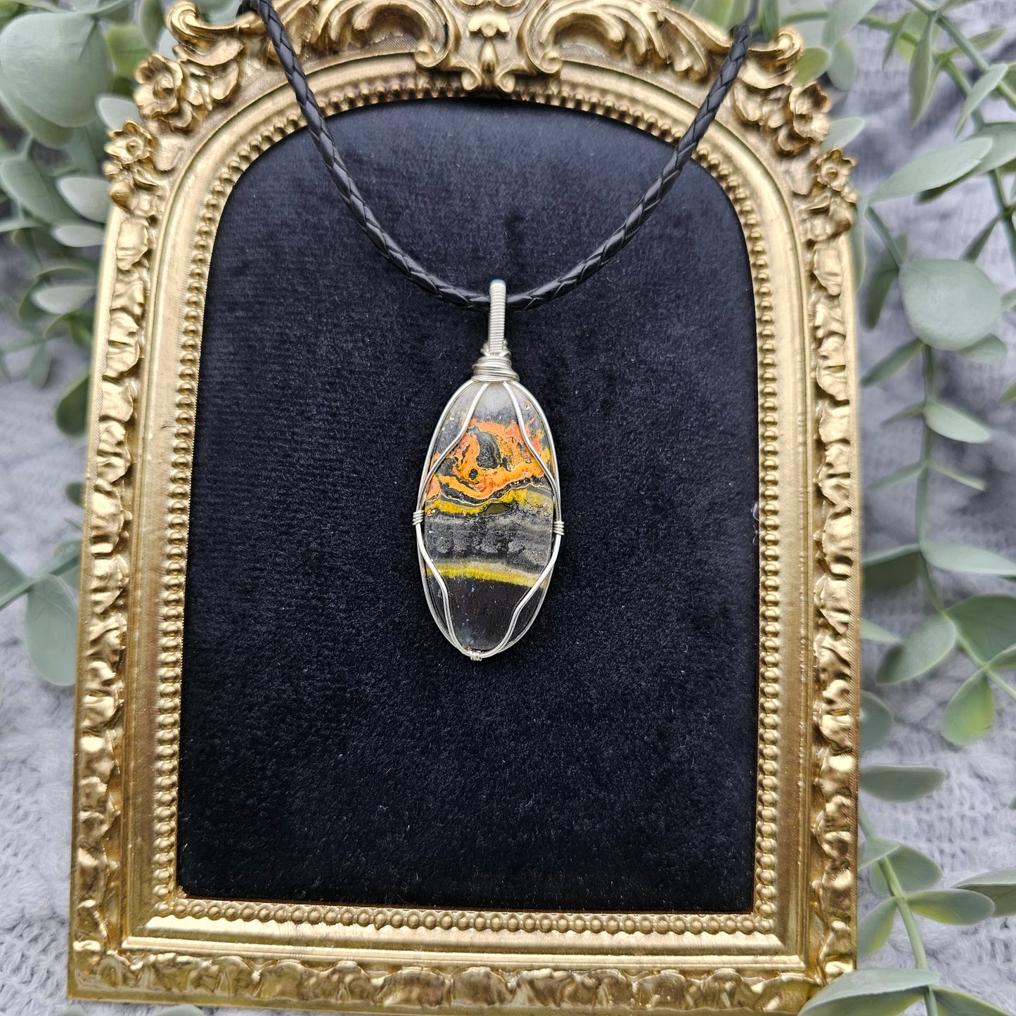 Jaspis Anhänger | Schmuckdraht | Edelstein Halskette