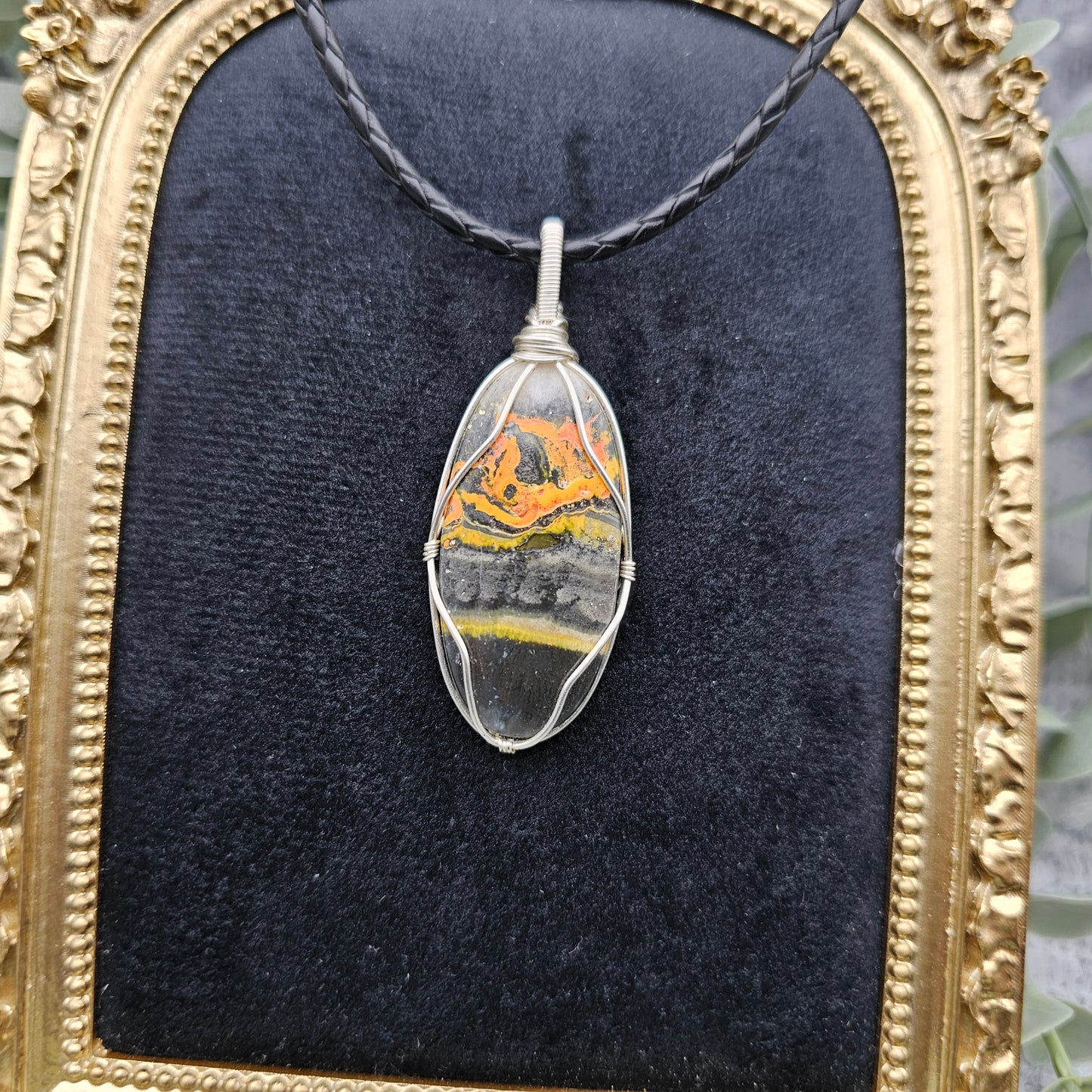 Jaspis Anhänger | Schmuckdraht | Edelstein Halskette