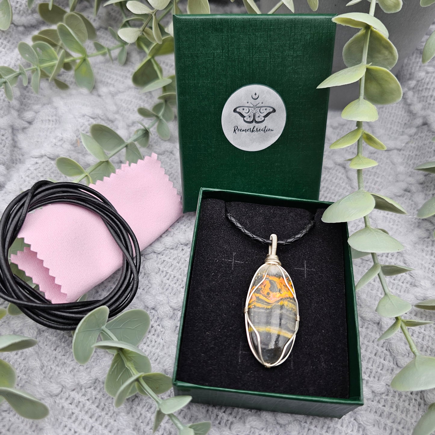 Jaspis Anhänger | Schmuckdraht | Edelstein Halskette