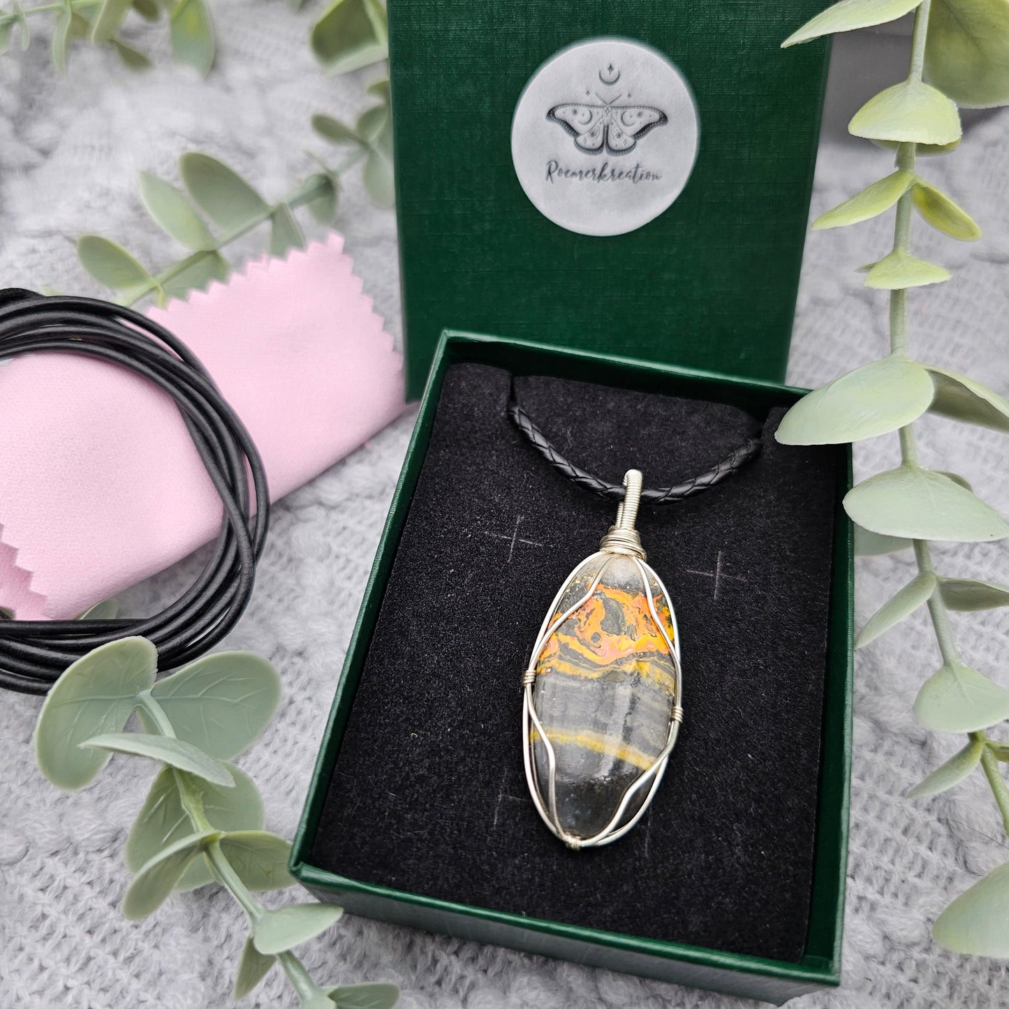 Jaspis Anhänger | Schmuckdraht | Edelstein Halskette