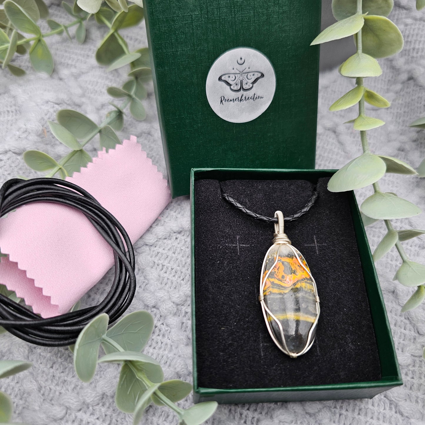 Jaspis Anhänger | Schmuckdraht | Edelstein Halskette