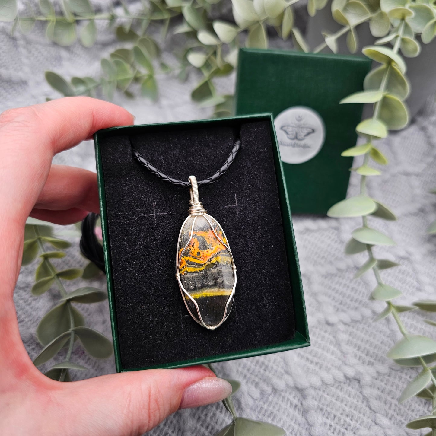 Jaspis Anhänger | Schmuckdraht | Edelstein Halskette