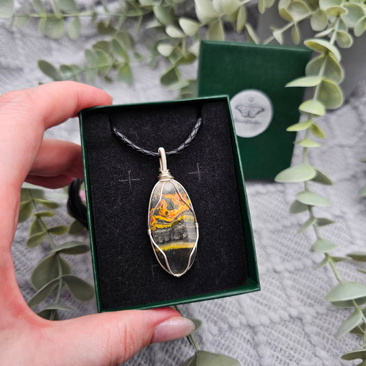 Jaspis Anhänger | Schmuckdraht | Edelstein Halskette