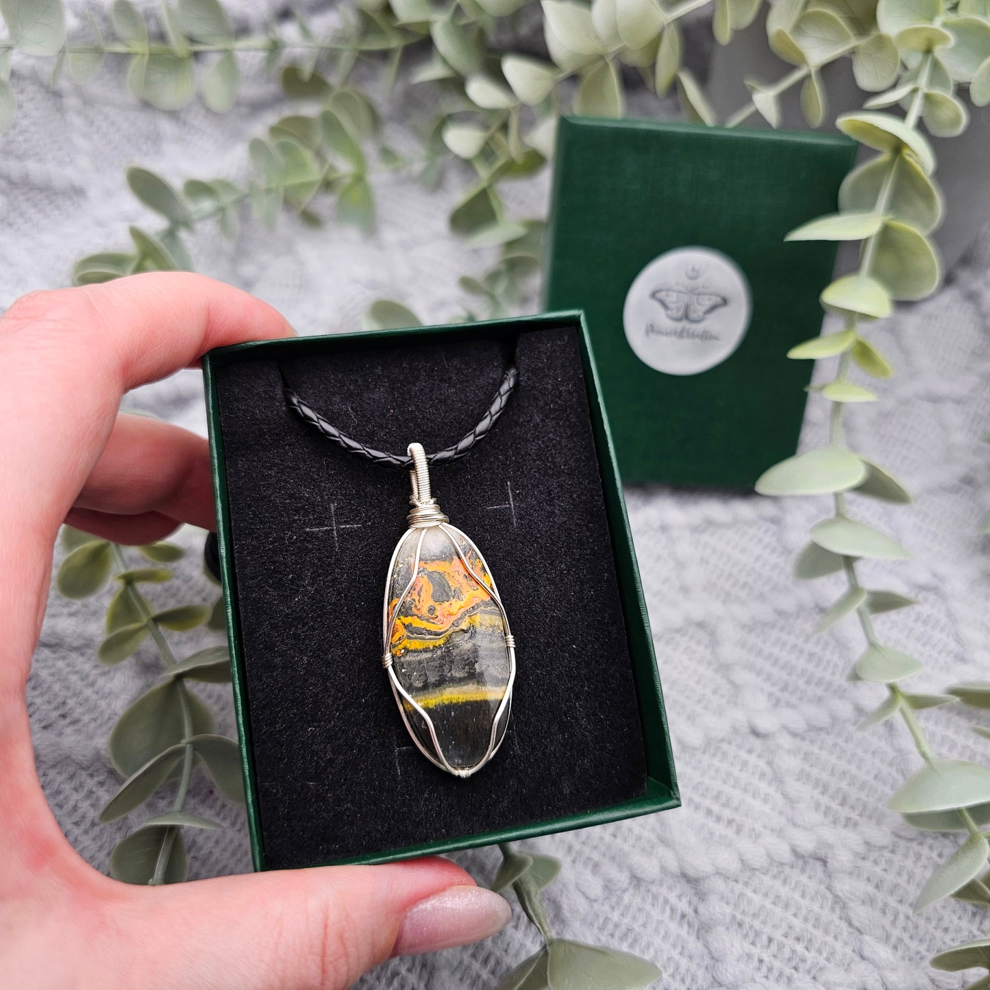 Jaspis Anhänger | Schmuckdraht | Edelstein Halskette