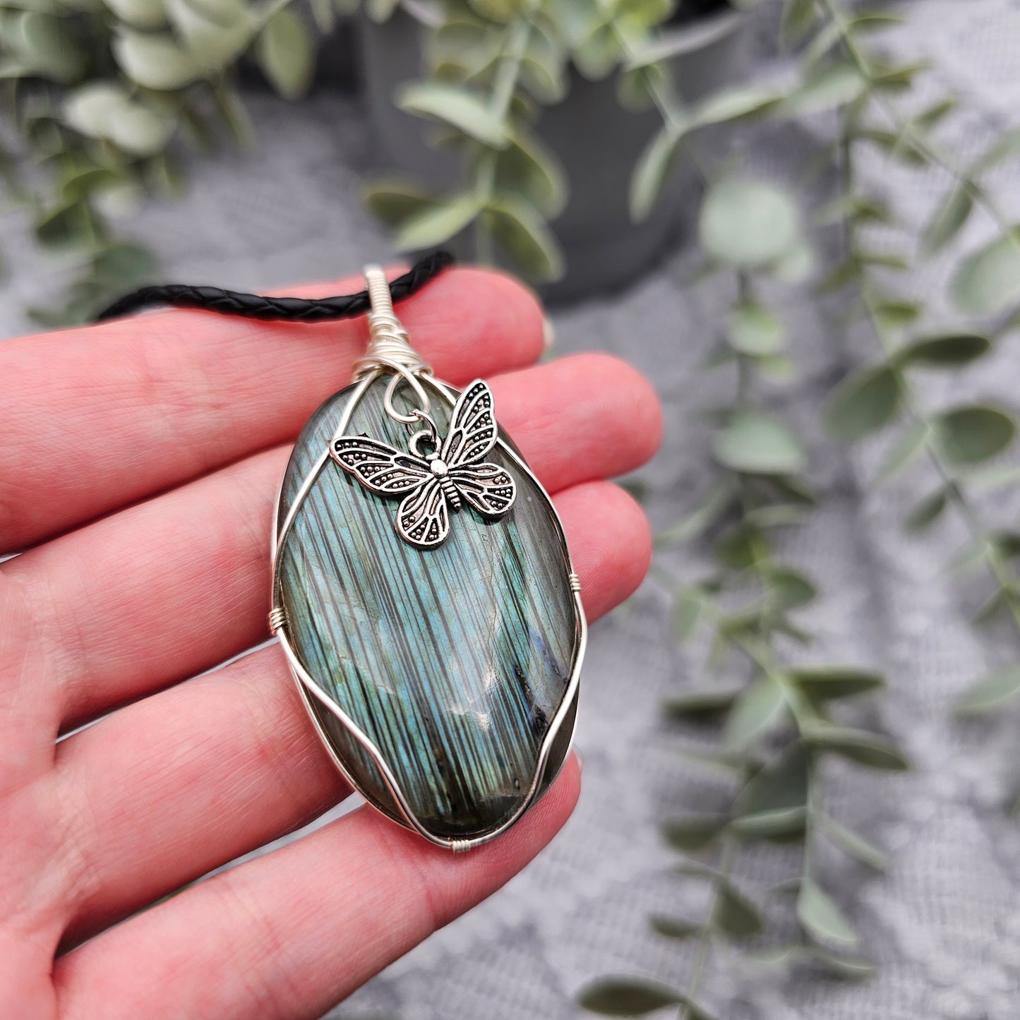 Labradorite & Butterfly Pendant | Jewelry Wire | Gemstone Necklace