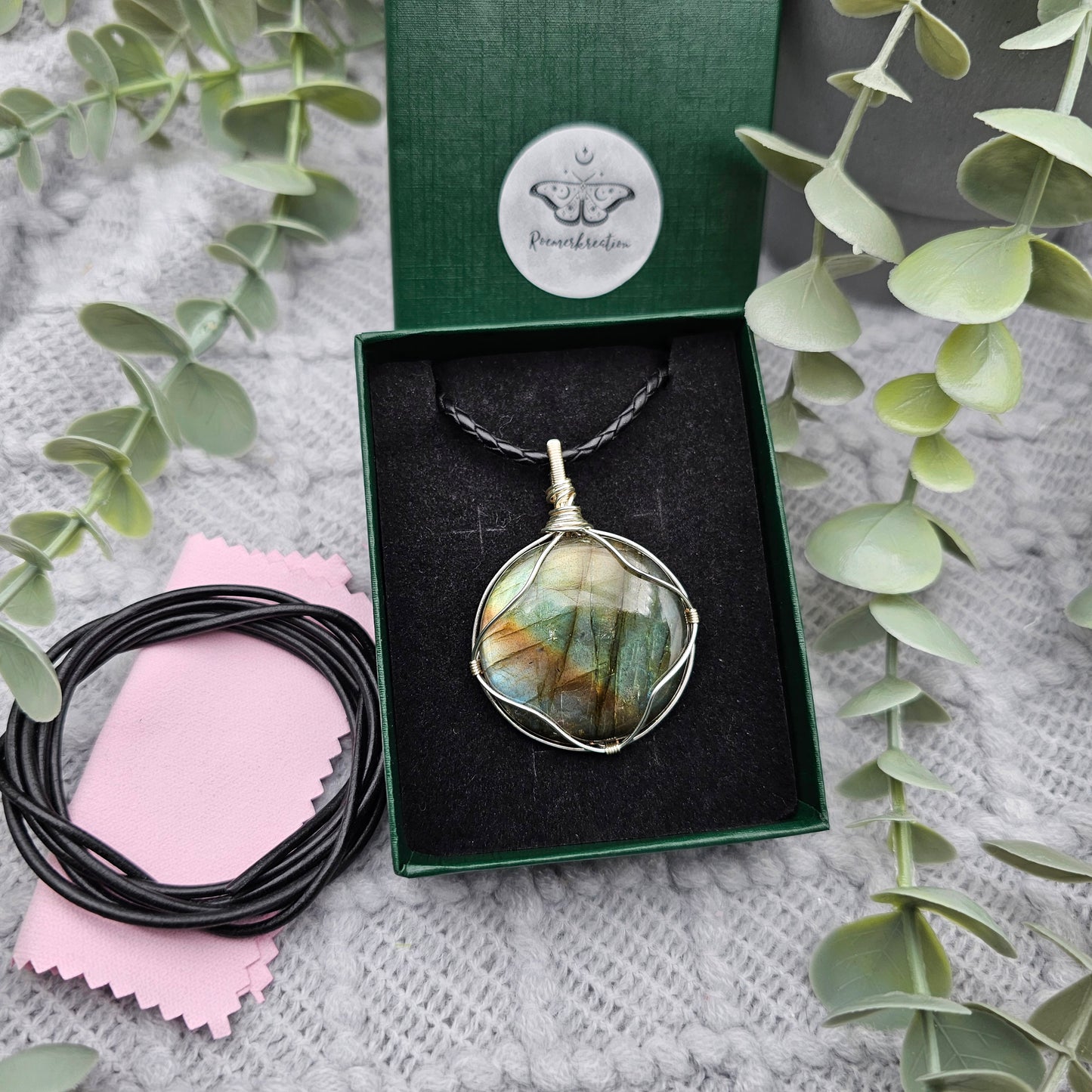 Labradorit Anhänger | Schmuckdraht | Edelstein Halskette