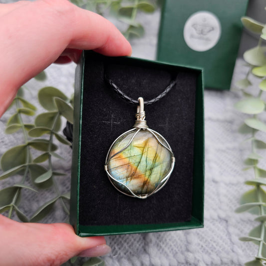 Labradorit Anhänger | Schmuckdraht | Edelstein Halskette