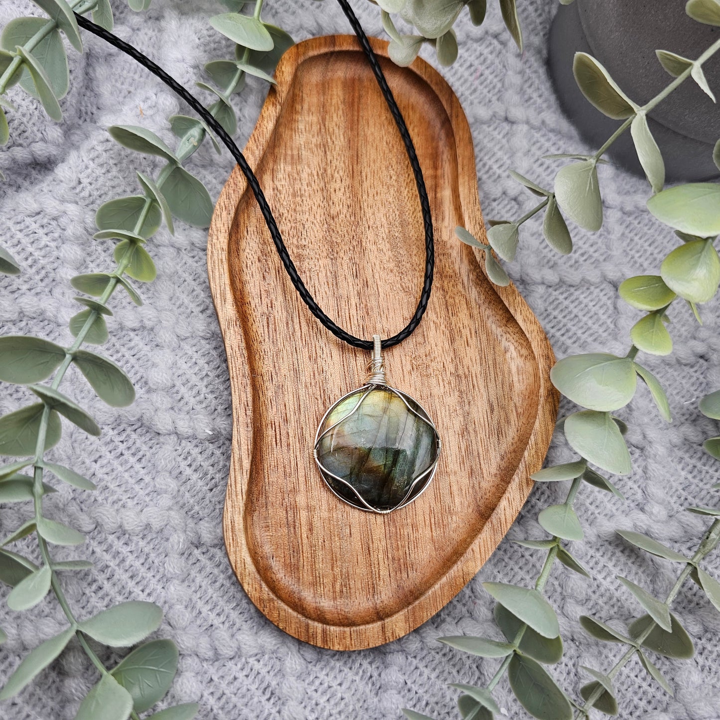 Labradorit Anhänger | Schmuckdraht | Edelstein Halskette