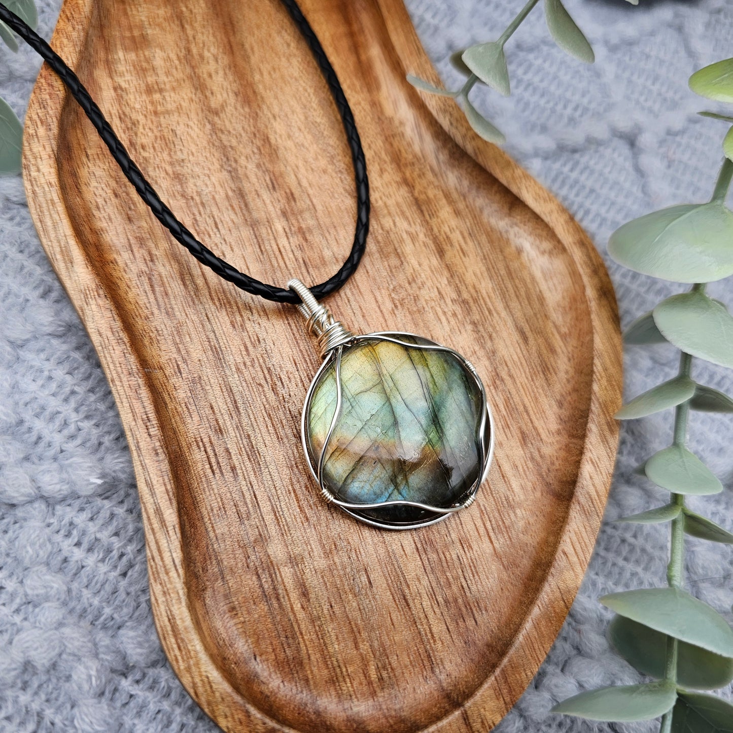 Labradorit Anhänger | Schmuckdraht | Edelstein Halskette