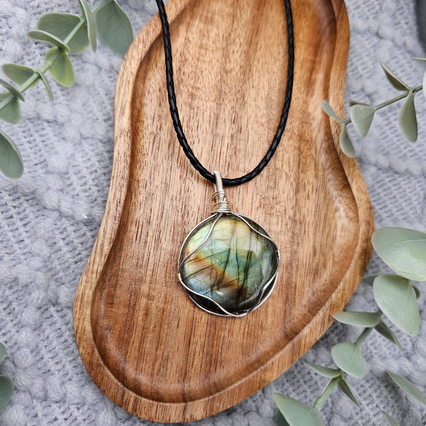 Labradorit Anhänger | Schmuckdraht | Edelstein Halskette