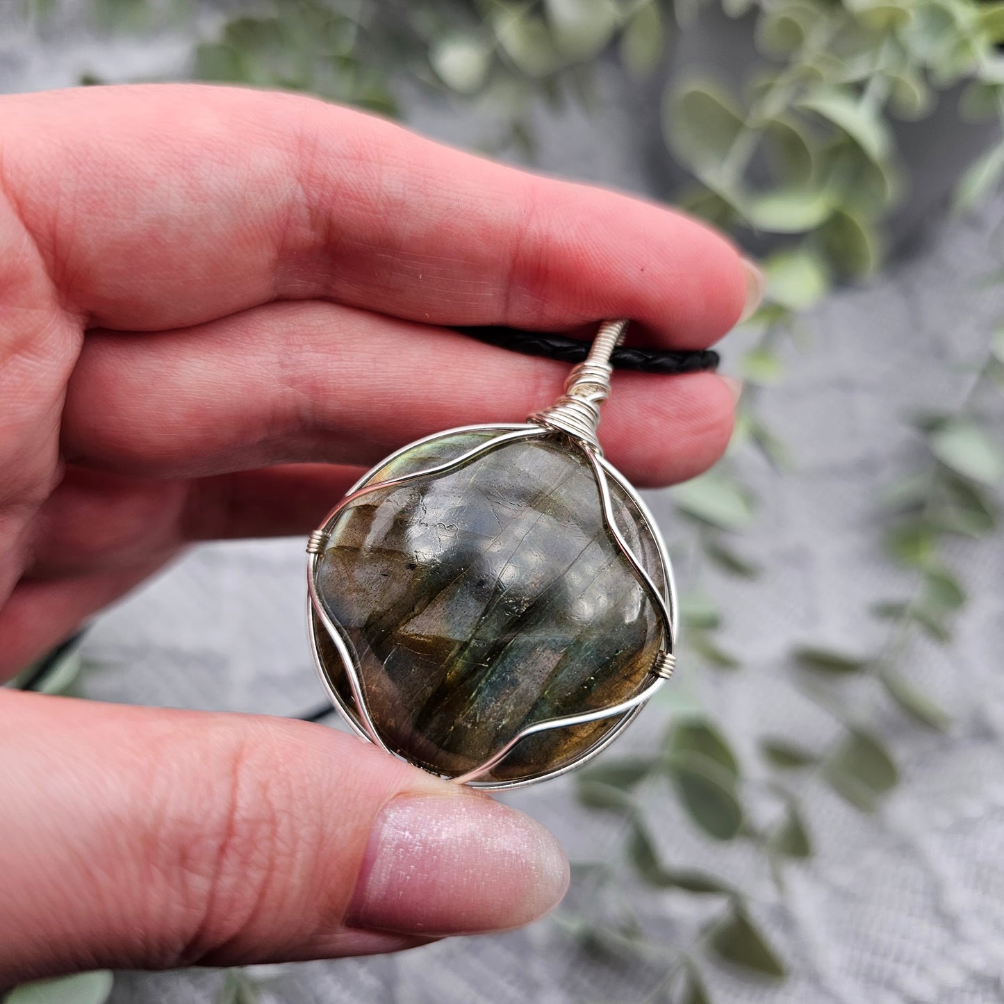 Labradorit Anhänger | Schmuckdraht | Edelstein Halskette