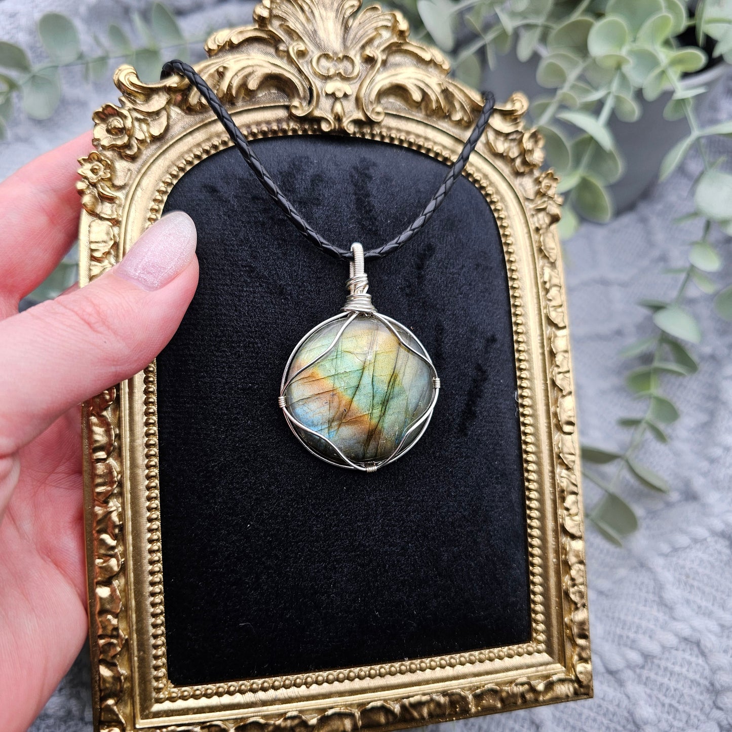 Labradorit Anhänger | Schmuckdraht | Edelstein Halskette