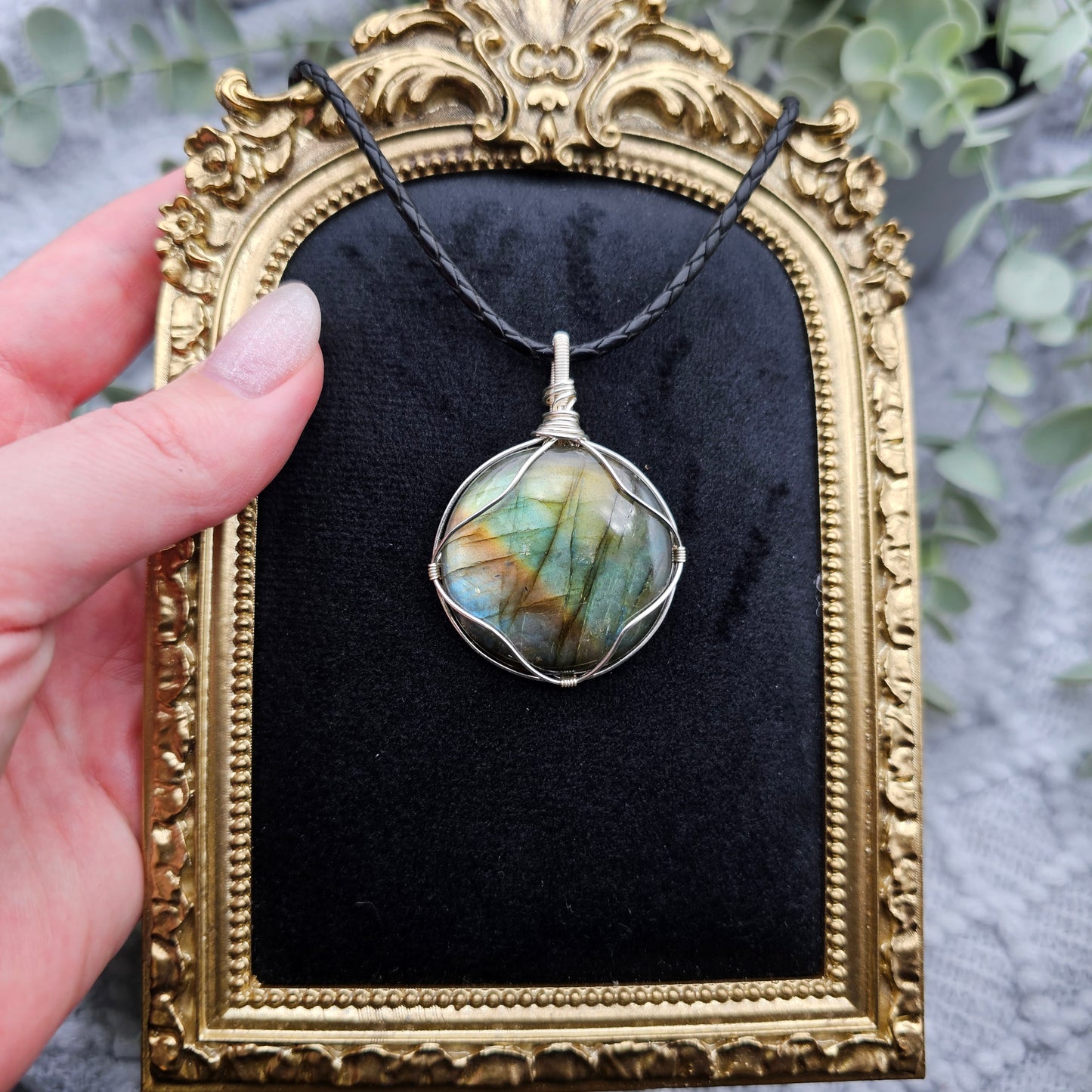 Labradorit Anhänger | Schmuckdraht | Edelstein Halskette