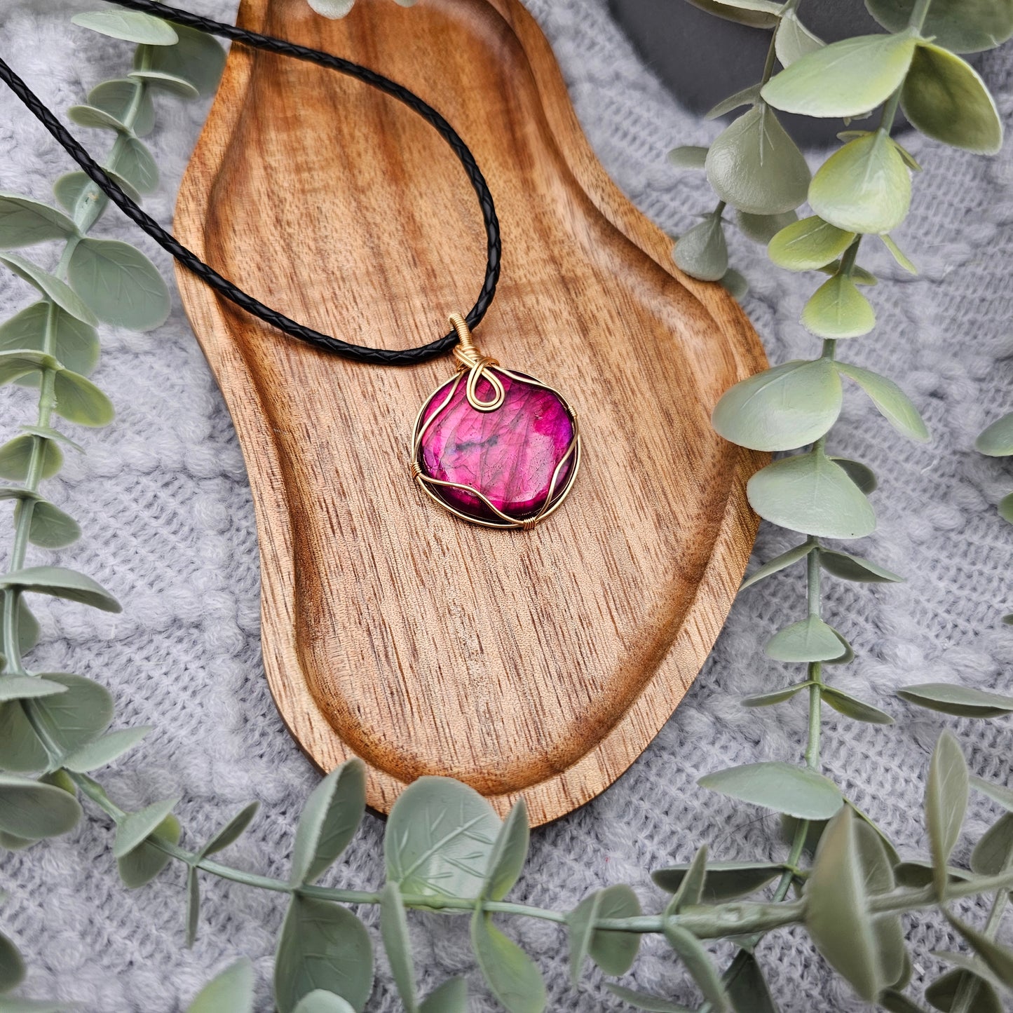 Labradorit behandelt Anhänger | Schmuckdraht | Edelstein Halskette