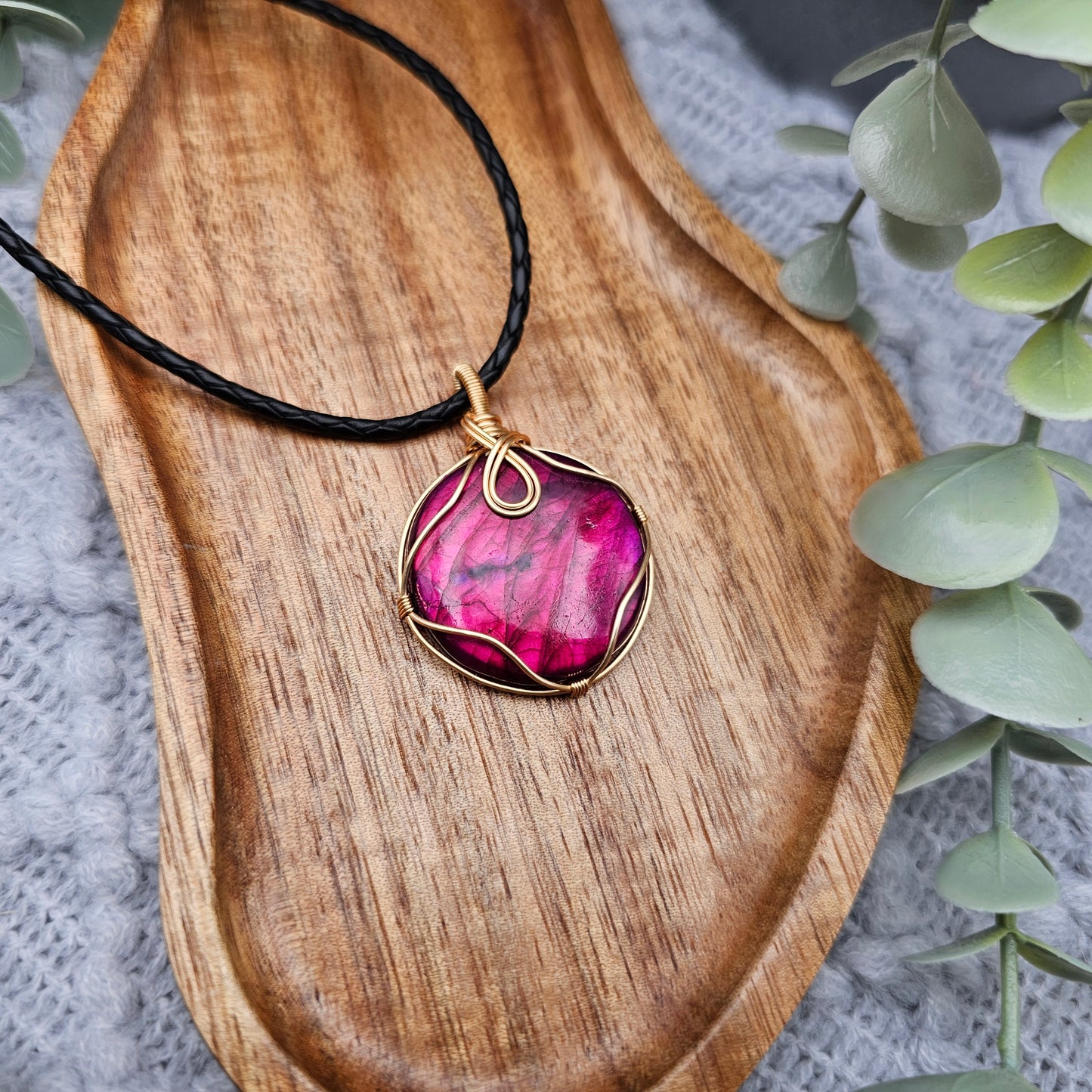 Labradorit behandelt Anhänger | Schmuckdraht | Edelstein Halskette