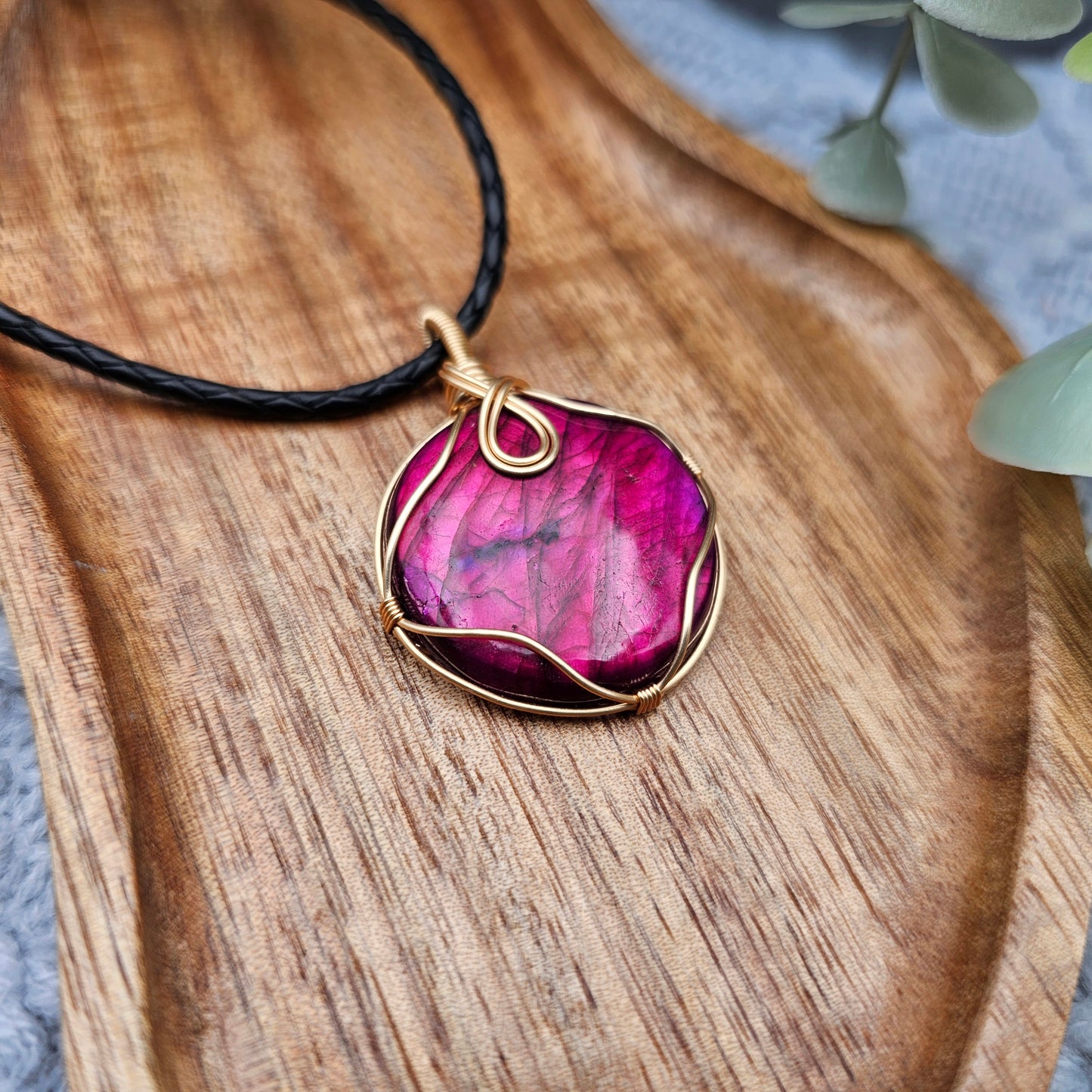 Labradorit behandelt Anhänger | Schmuckdraht | Edelstein Halskette