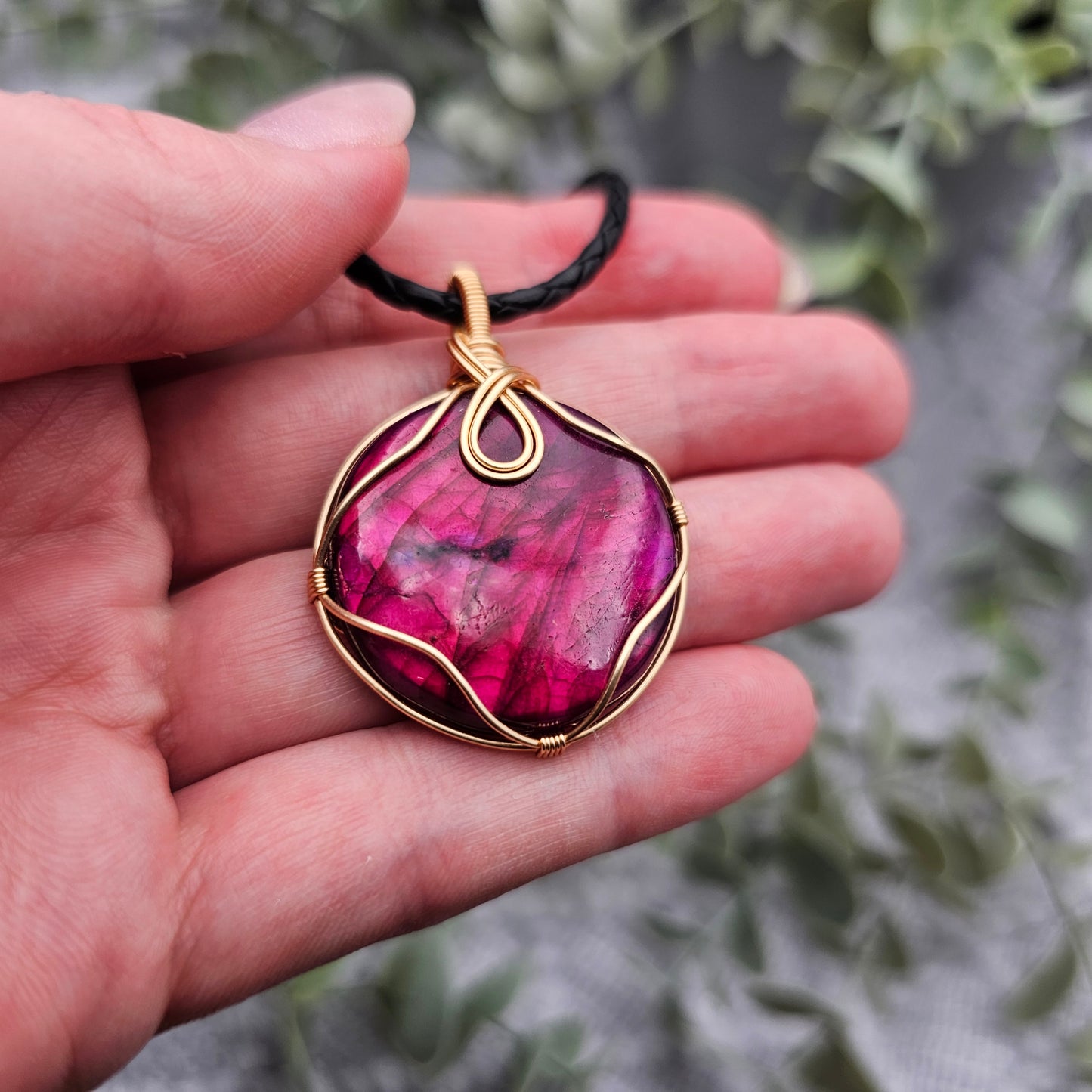 Labradorit behandelt Anhänger | Schmuckdraht | Edelstein Halskette