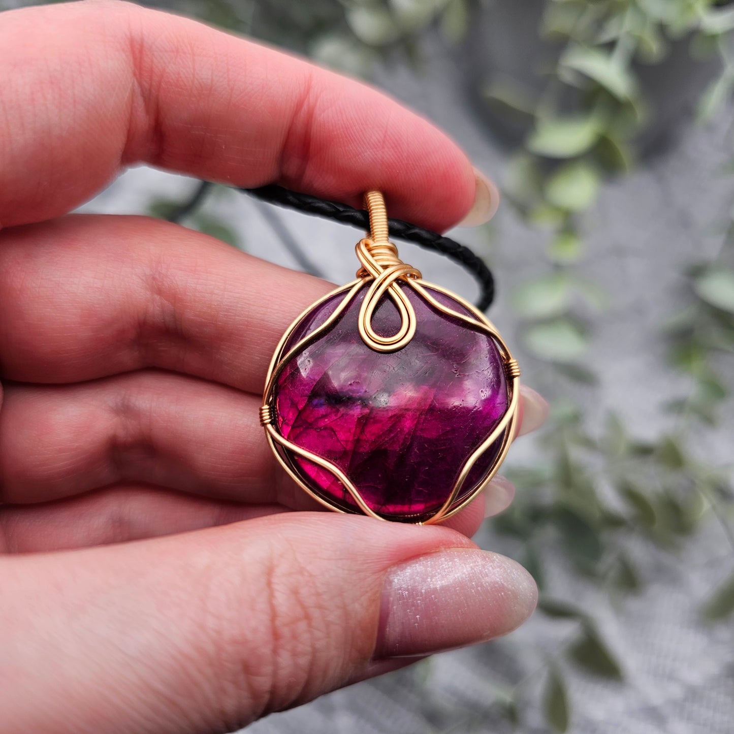 Labradorit behandelt Anhänger | Schmuckdraht | Edelstein Halskette