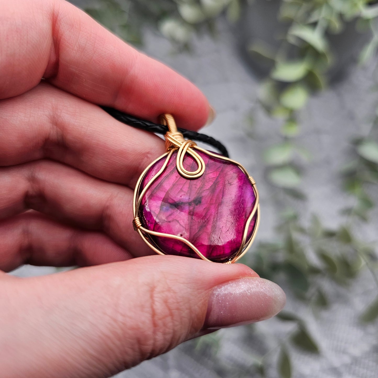 Labradorit behandelt Anhänger | Schmuckdraht | Edelstein Halskette