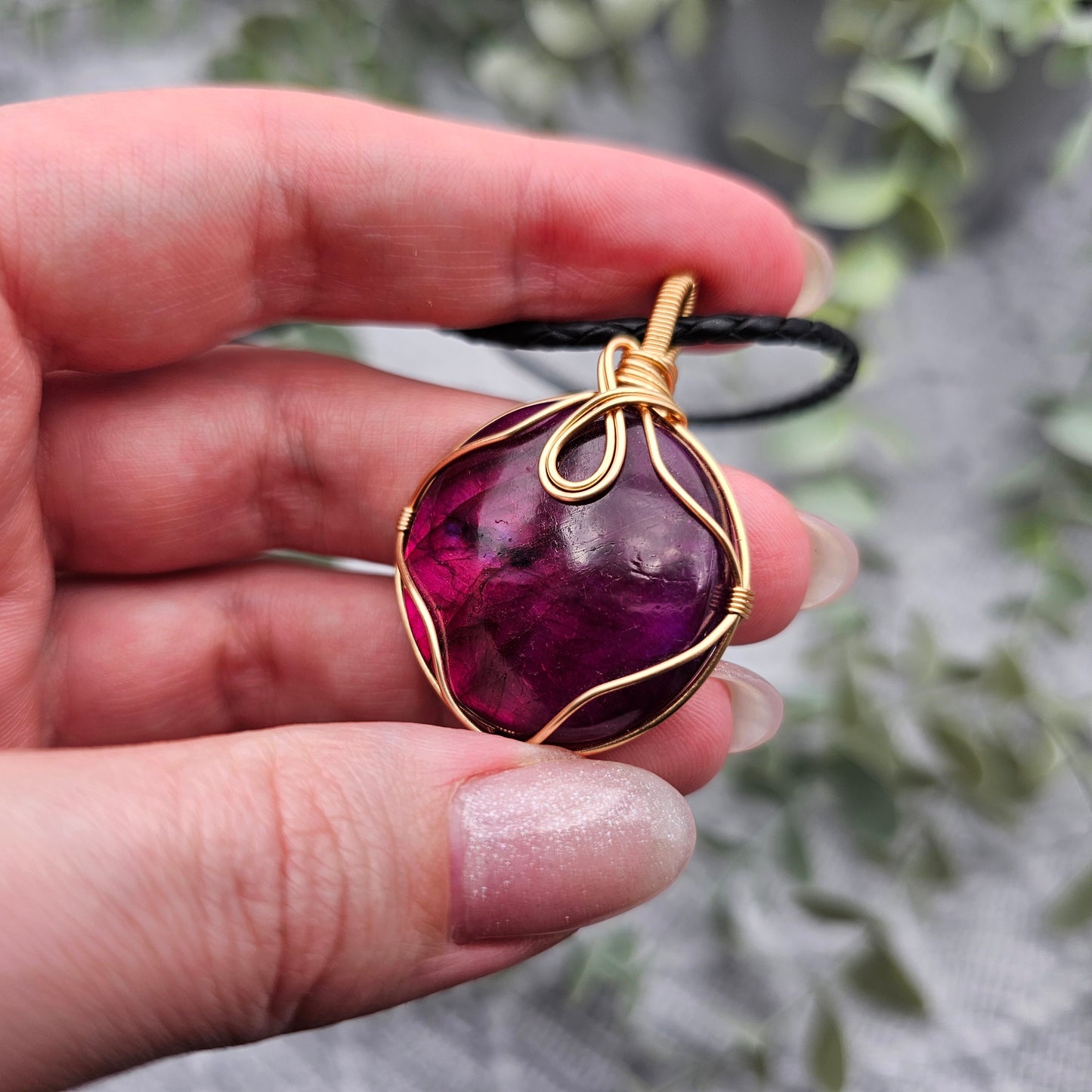 Labradorit behandelt Anhänger | Schmuckdraht | Edelstein Halskette