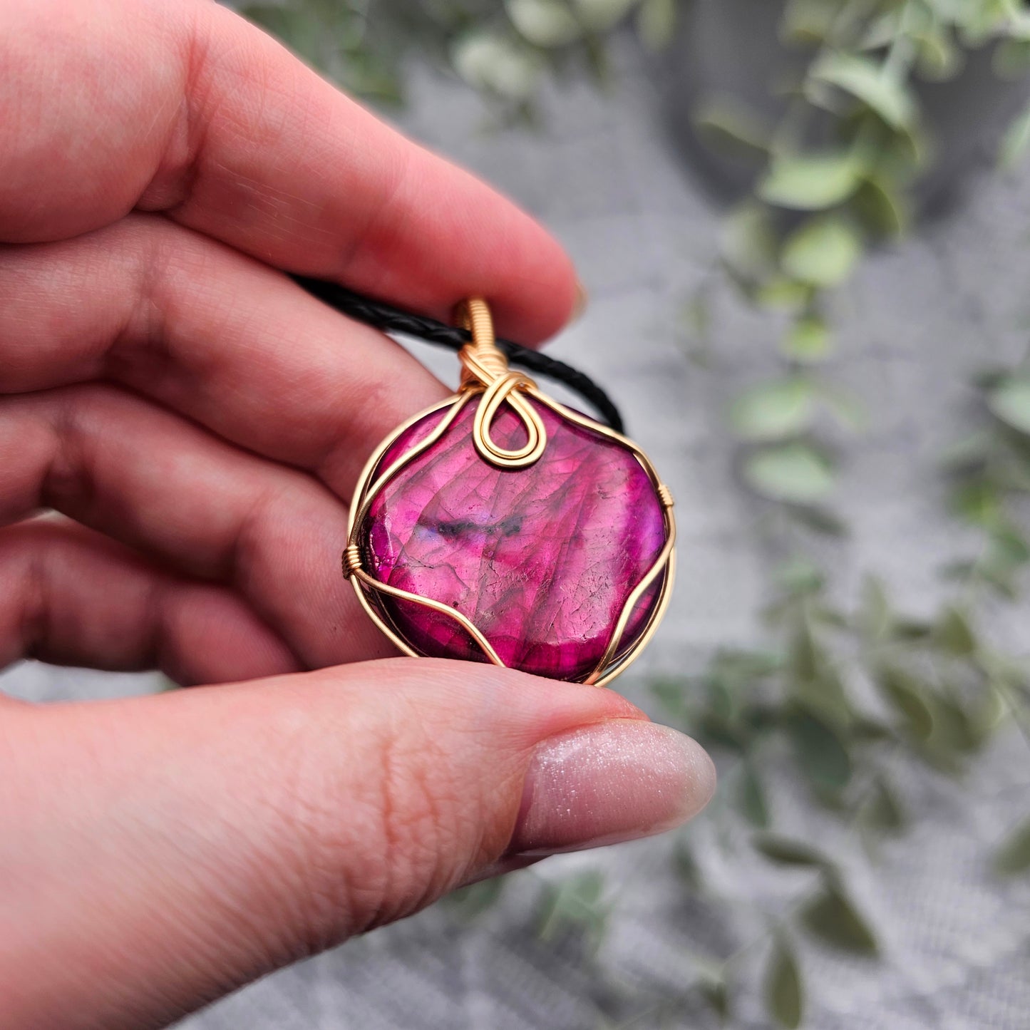 Labradorit behandelt Anhänger | Schmuckdraht | Edelstein Halskette