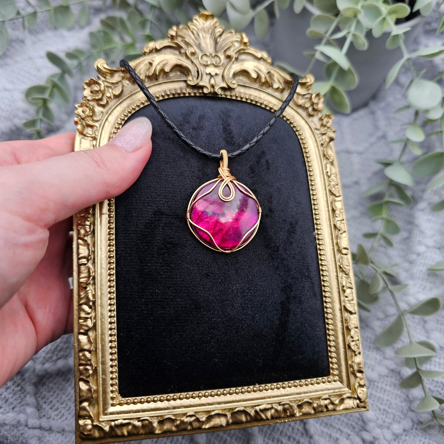 Labradorit behandelt Anhänger | Schmuckdraht | Edelstein Halskette