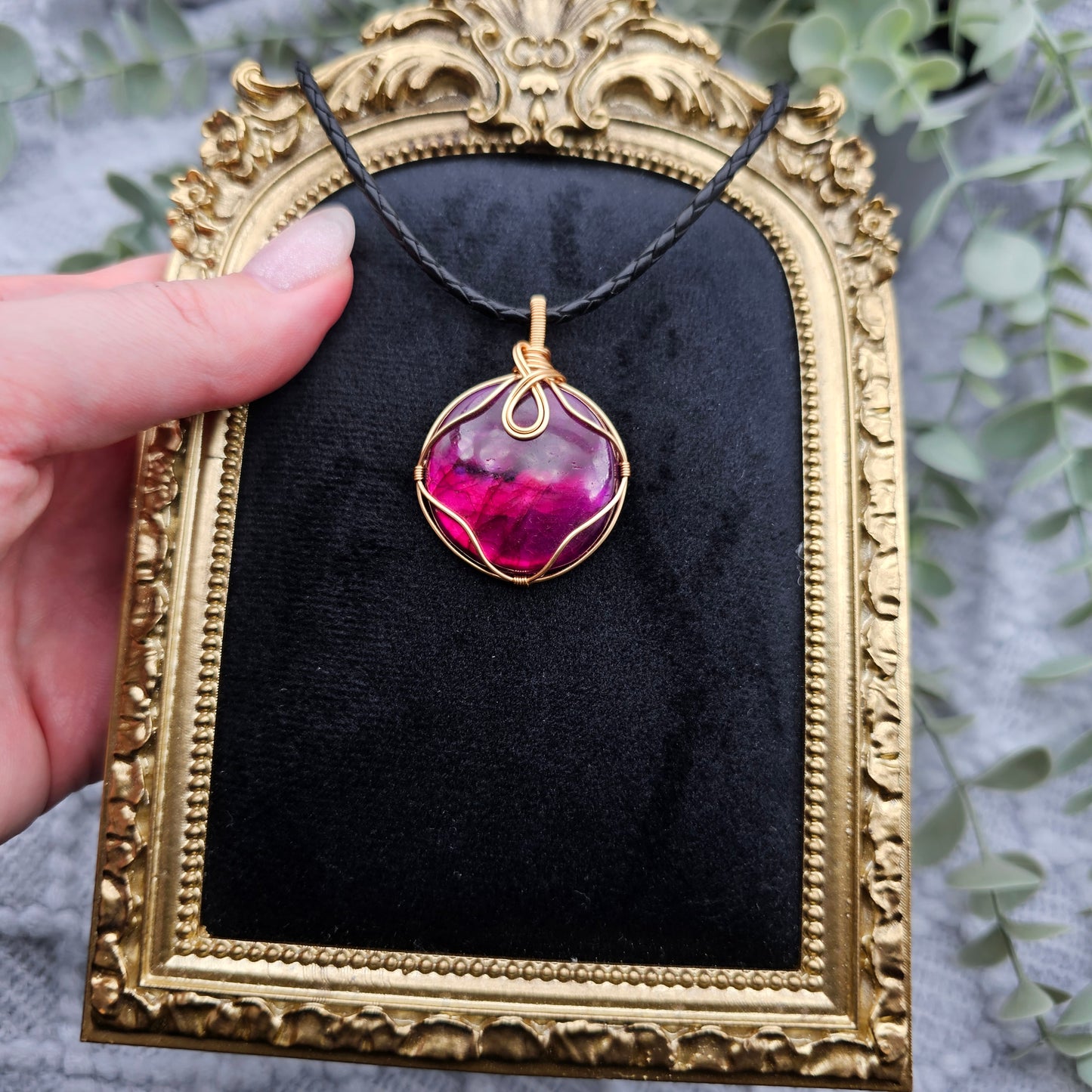 Labradorit behandelt Anhänger | Schmuckdraht | Edelstein Halskette