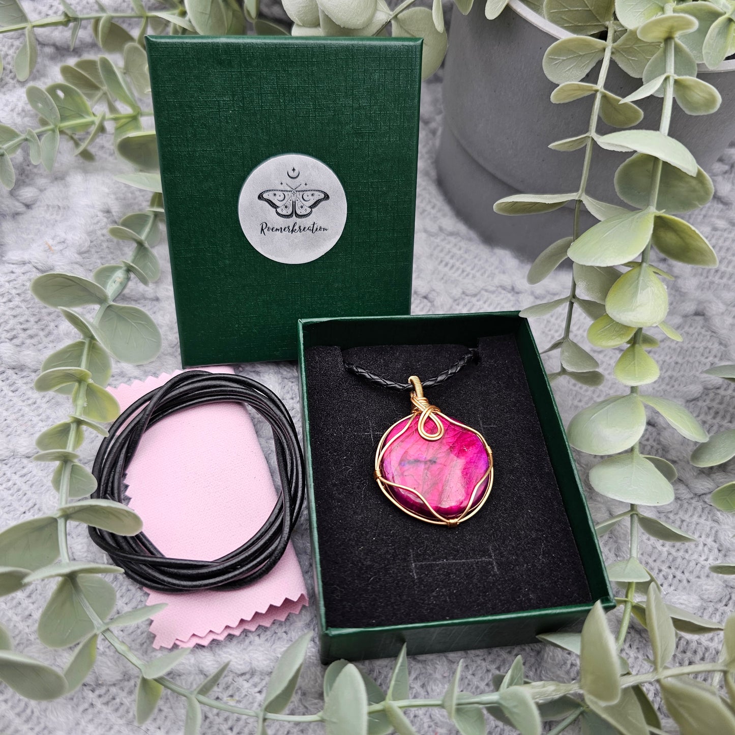 Labradorit behandelt Anhänger | Schmuckdraht | Edelstein Halskette