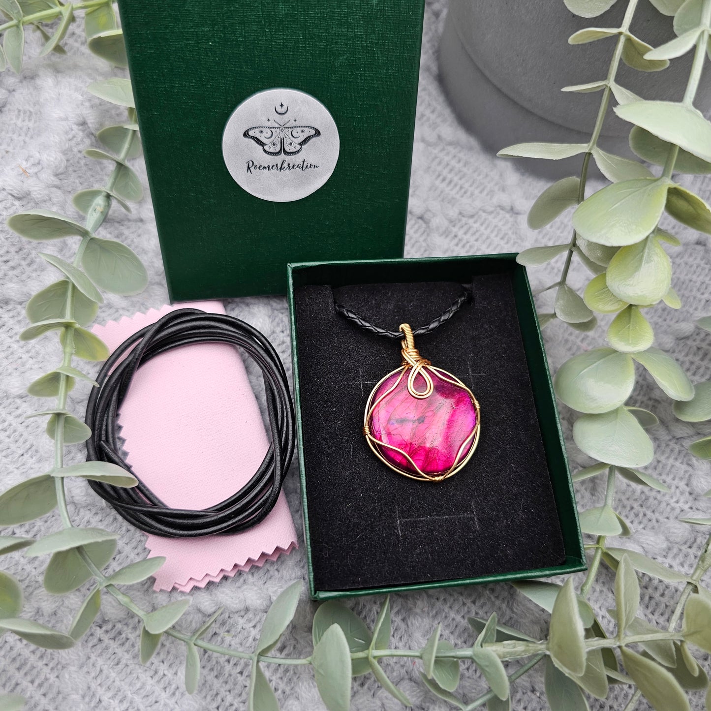 Labradorit behandelt Anhänger | Schmuckdraht | Edelstein Halskette