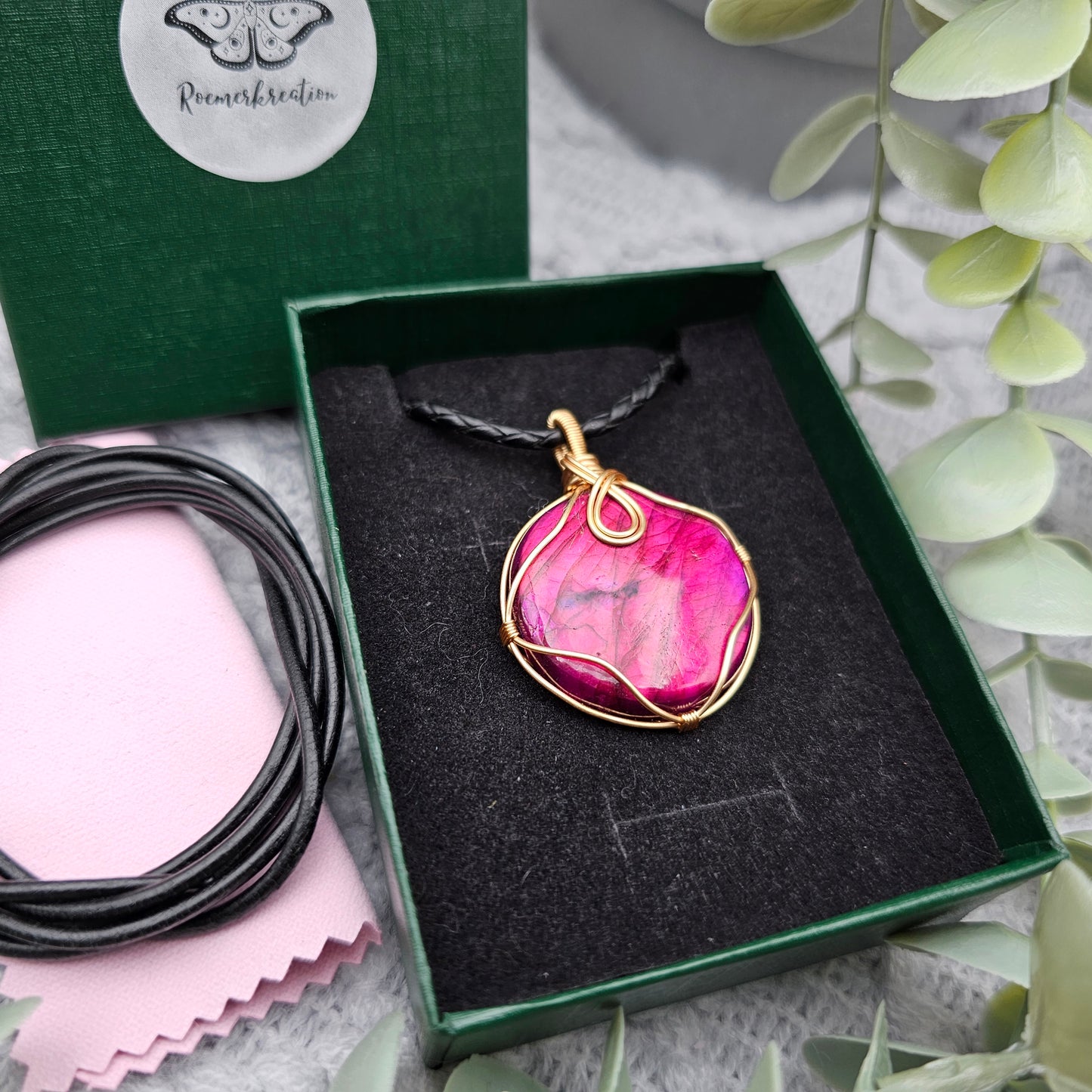 Labradorit behandelt Anhänger | Schmuckdraht | Edelstein Halskette